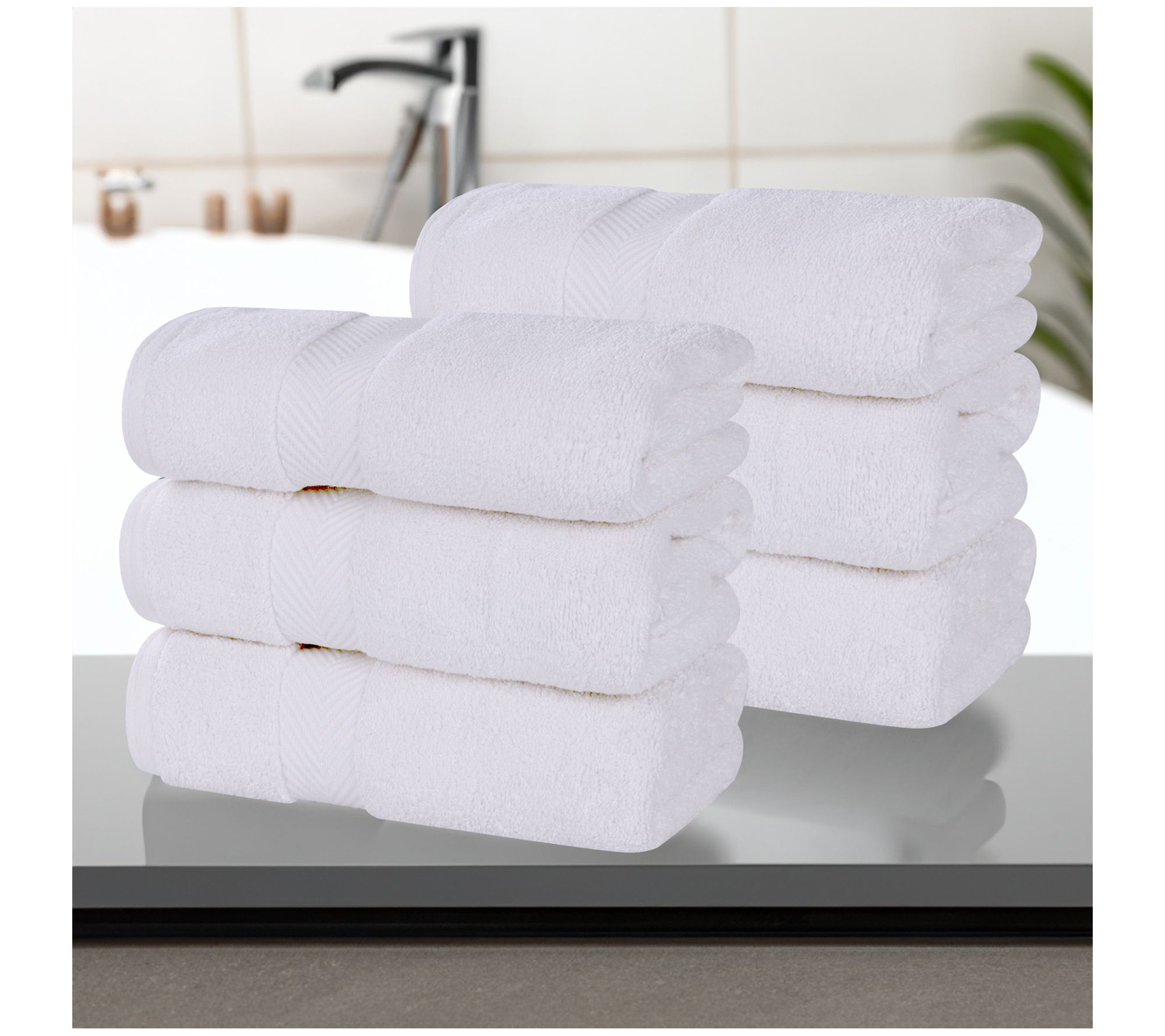 Superior Zero Twist Cotton Solid Hand Towel Setof 6