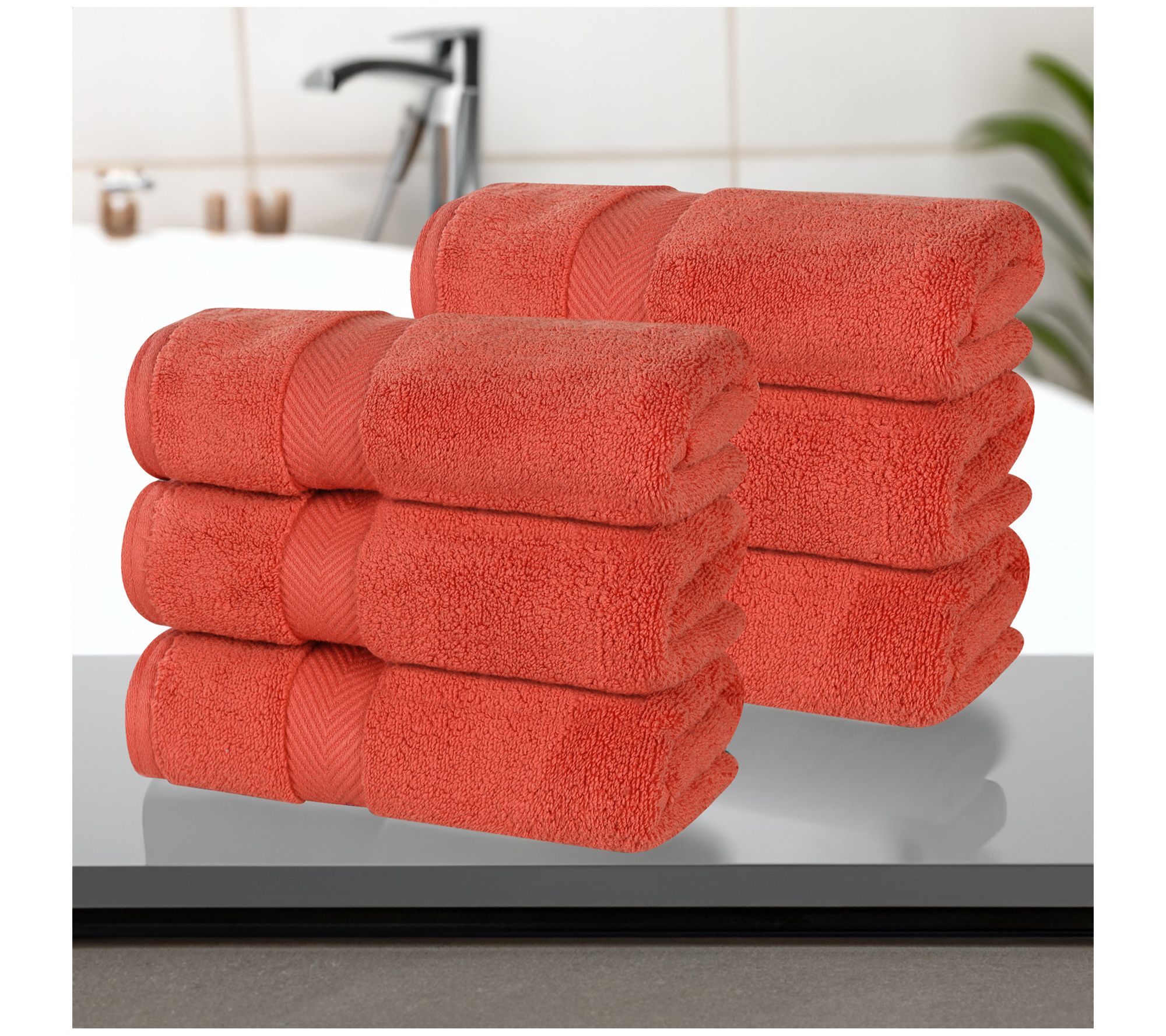 Superior Zero Twist Cotton Solid Hand Towel Setof 6