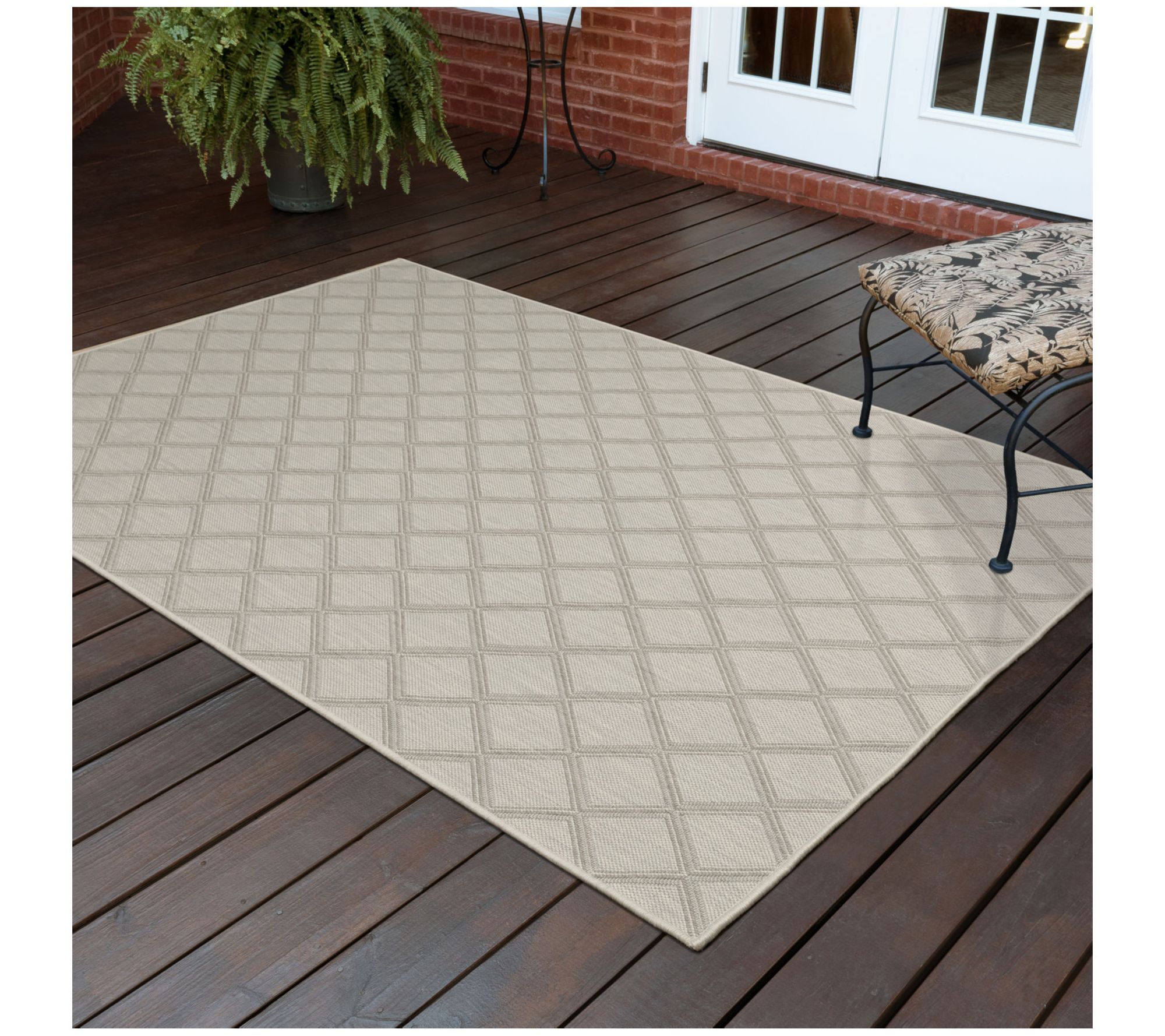 Veranda Living I/O Gray Tonal Geometric Lattice  7'10"x10' Rug