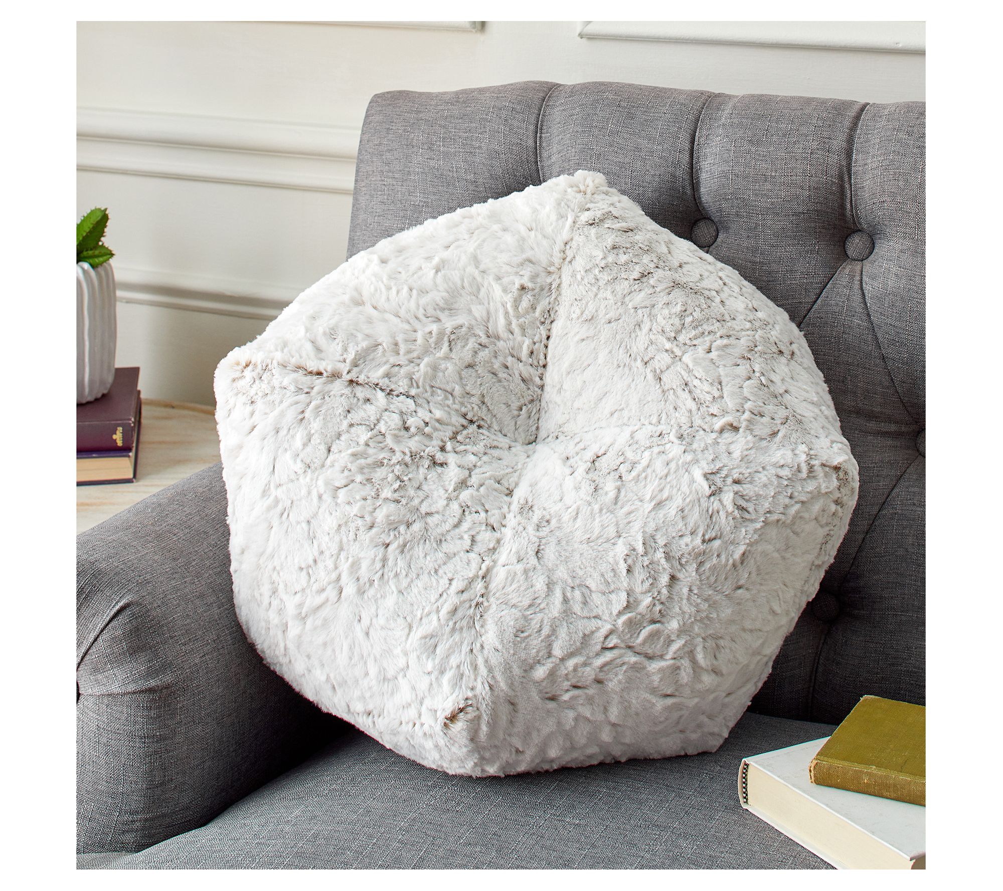 Sorra Home Indoor Fauxchilla Geo Pouf - QVC.com