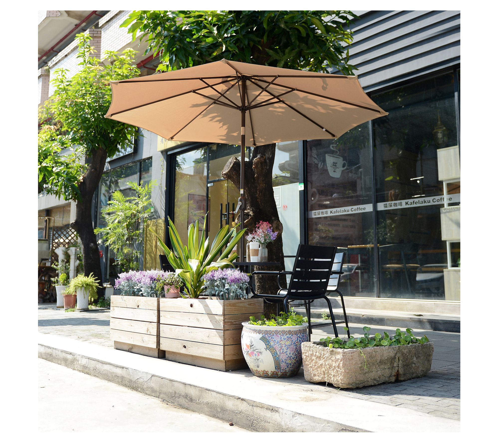 Pure Garden 9-Foot Patio Umbrella Easy Crank Table Umbrella