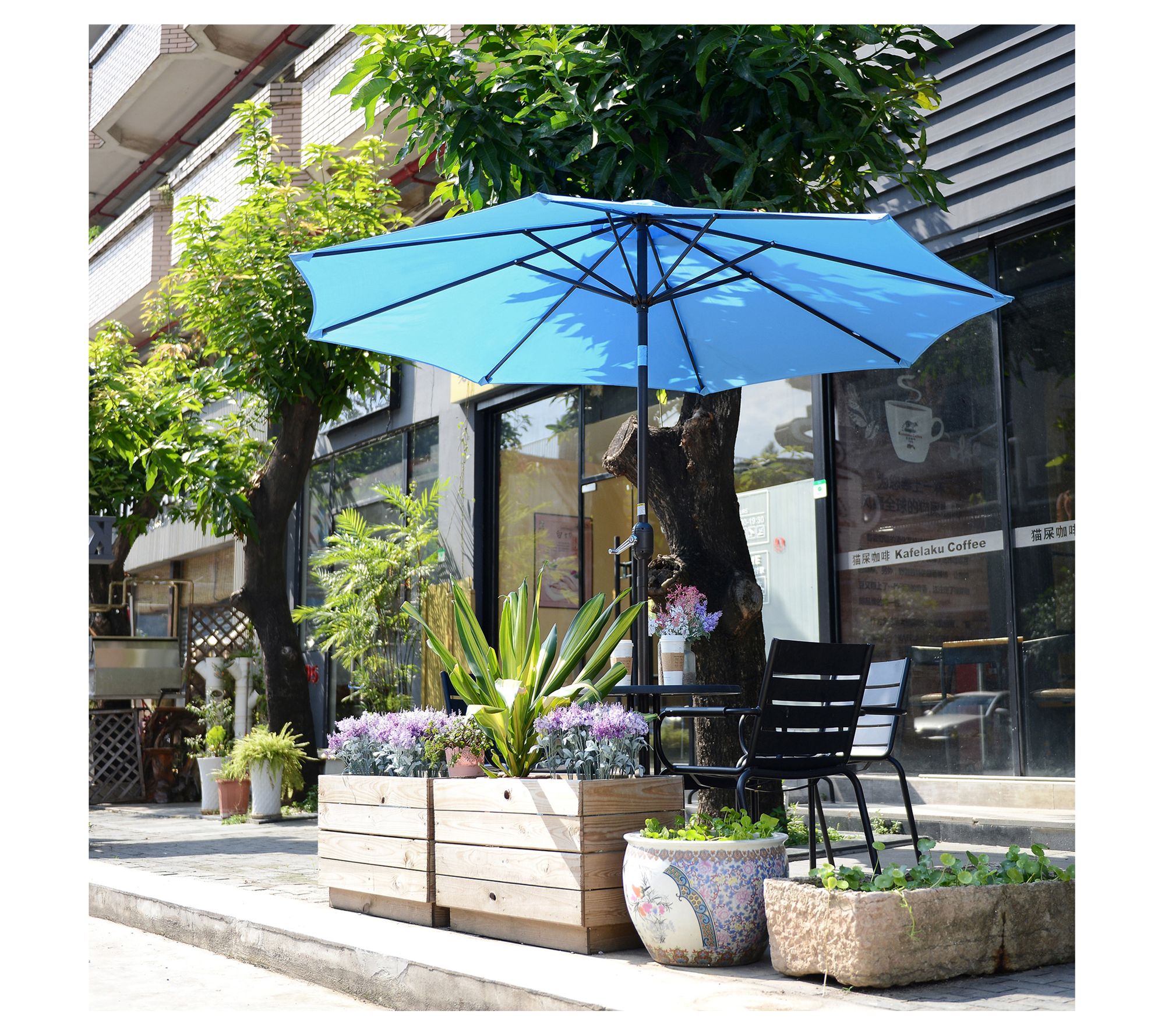 Pure Garden 9-Foot Patio Umbrella Easy Crank Table Umbrella