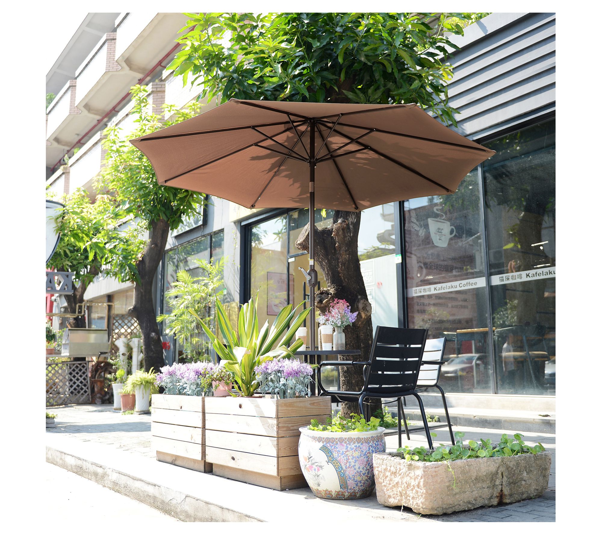 Pure Garden 9-Foot Patio Umbrella Easy Crank Table Umbrella