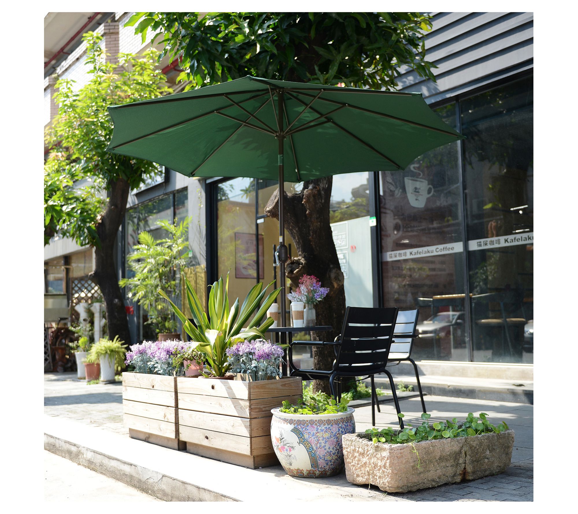 Pure Garden 9-Foot Patio Umbrella Easy Crank Table Umbrella