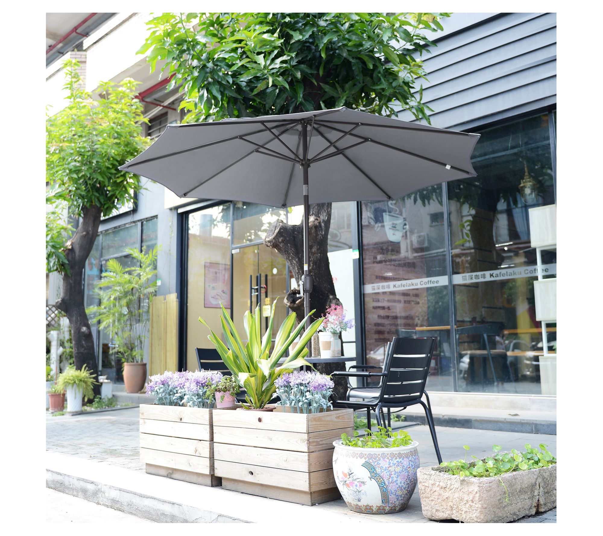 Pure Garden 9-Foot Patio Umbrella Easy Crank Table Umbrella