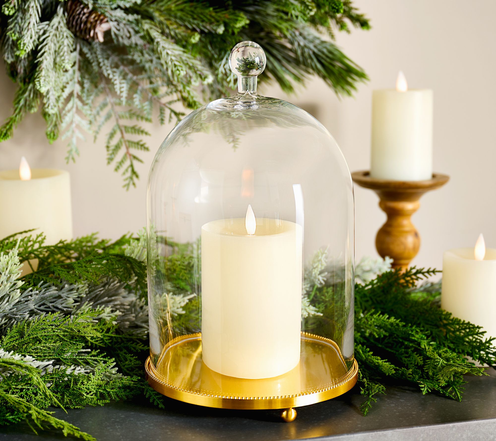 "As Is" Home Reflections 13" Decorated Glass Cloche with Stand