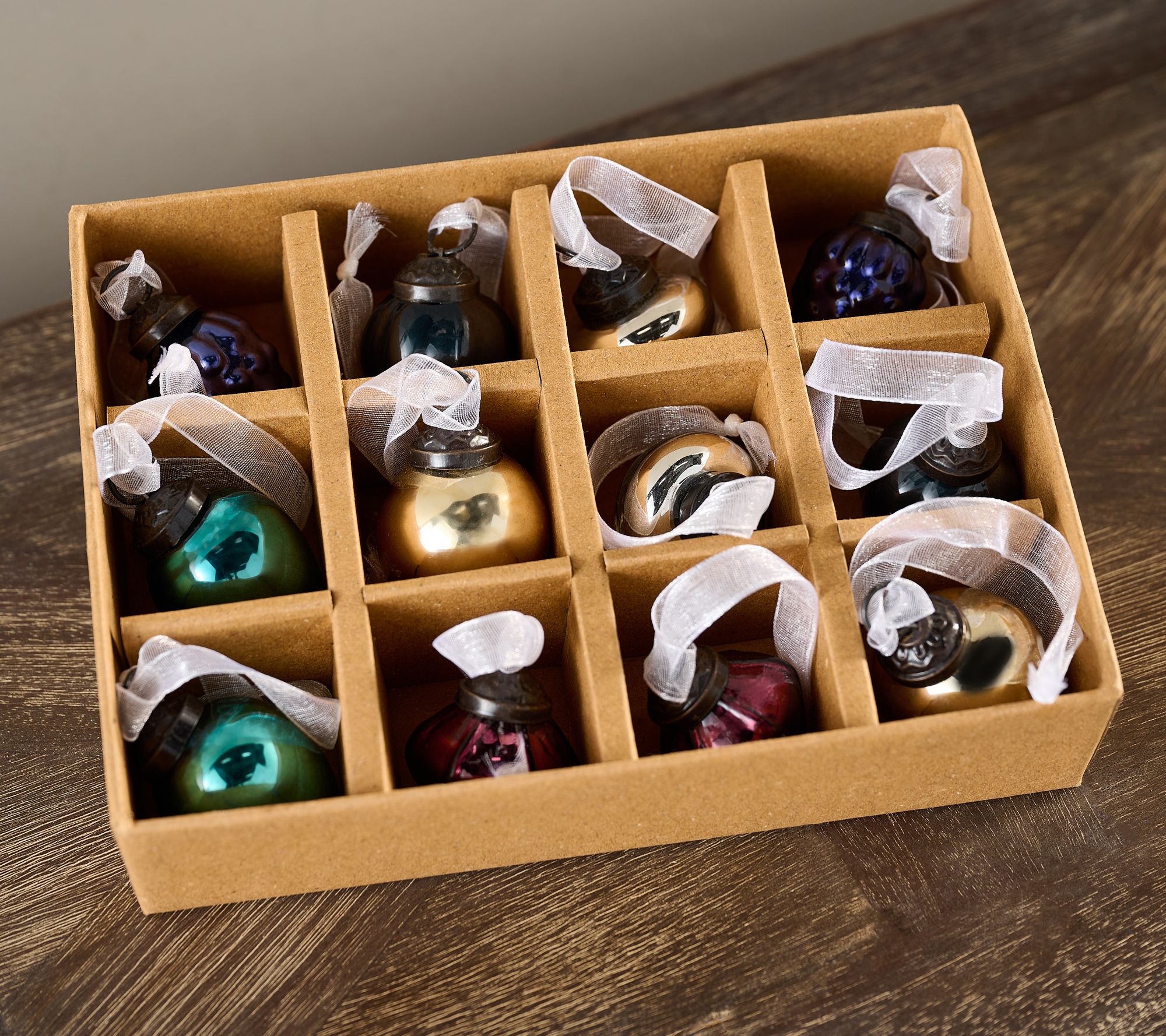 Home Reflections 12-pc Mini Ornament Set with Gift Box - QVC.com
