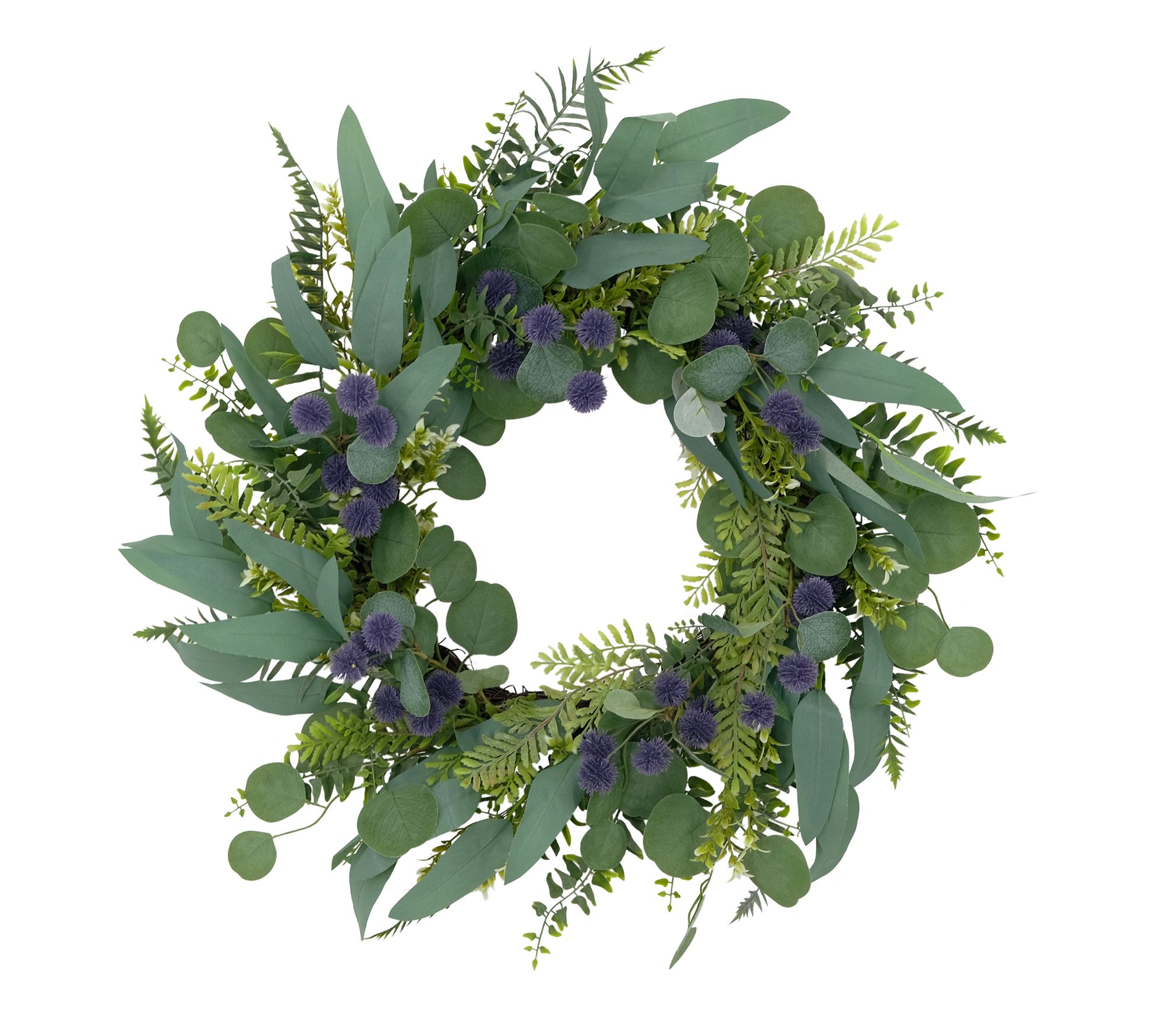 Puleo International 24" Echinops Floral Springoor Wreath