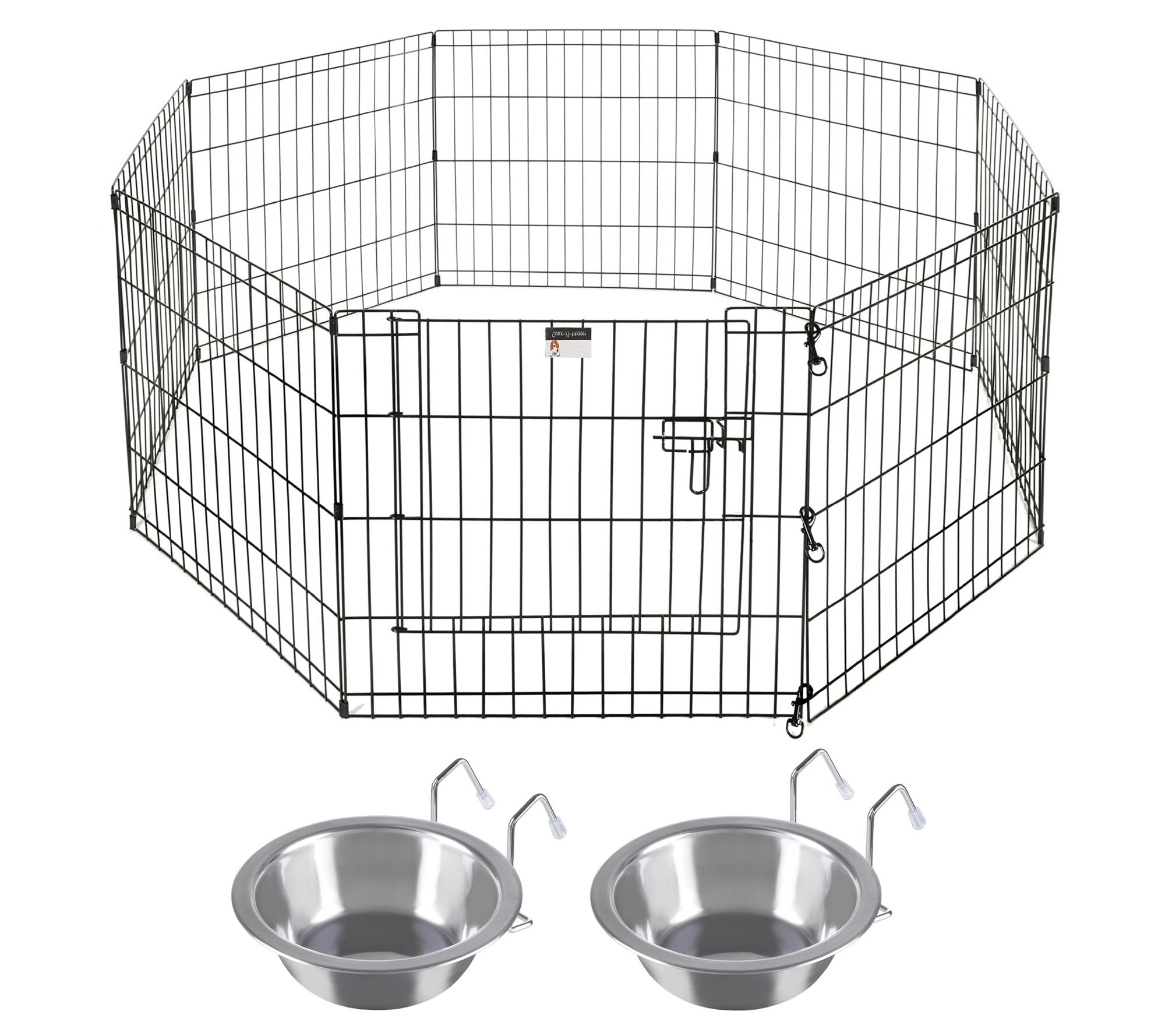 Petmaker Playpen with 2 Hanging 20oz Bowls