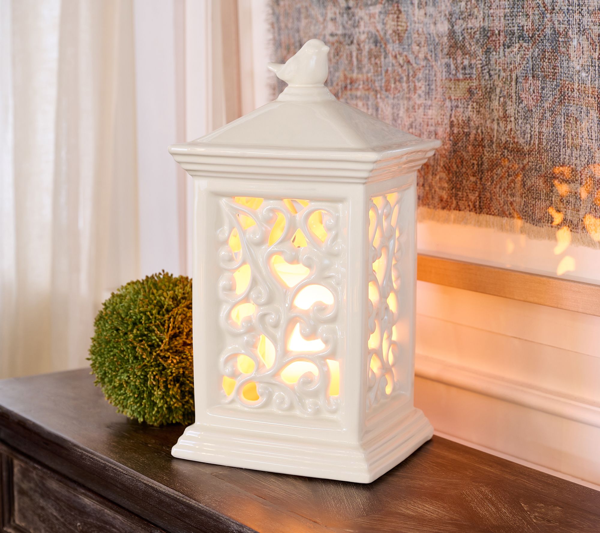 14.5" Indoor/Outdoor FlickeringFlame Ceramic Lantern by Valerie