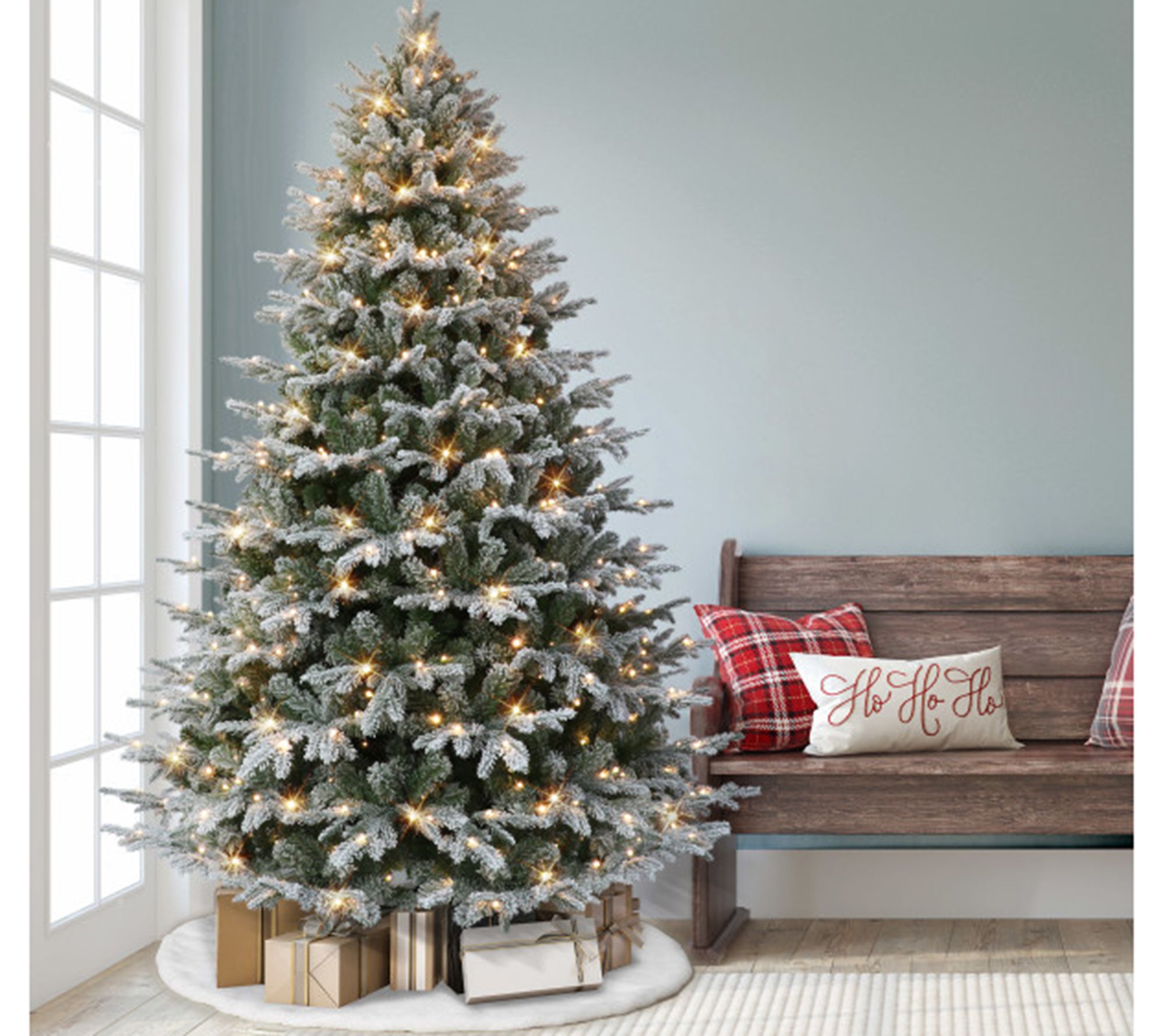 Puleo International 7.5' Flocked Alaskan WinterFir Tree