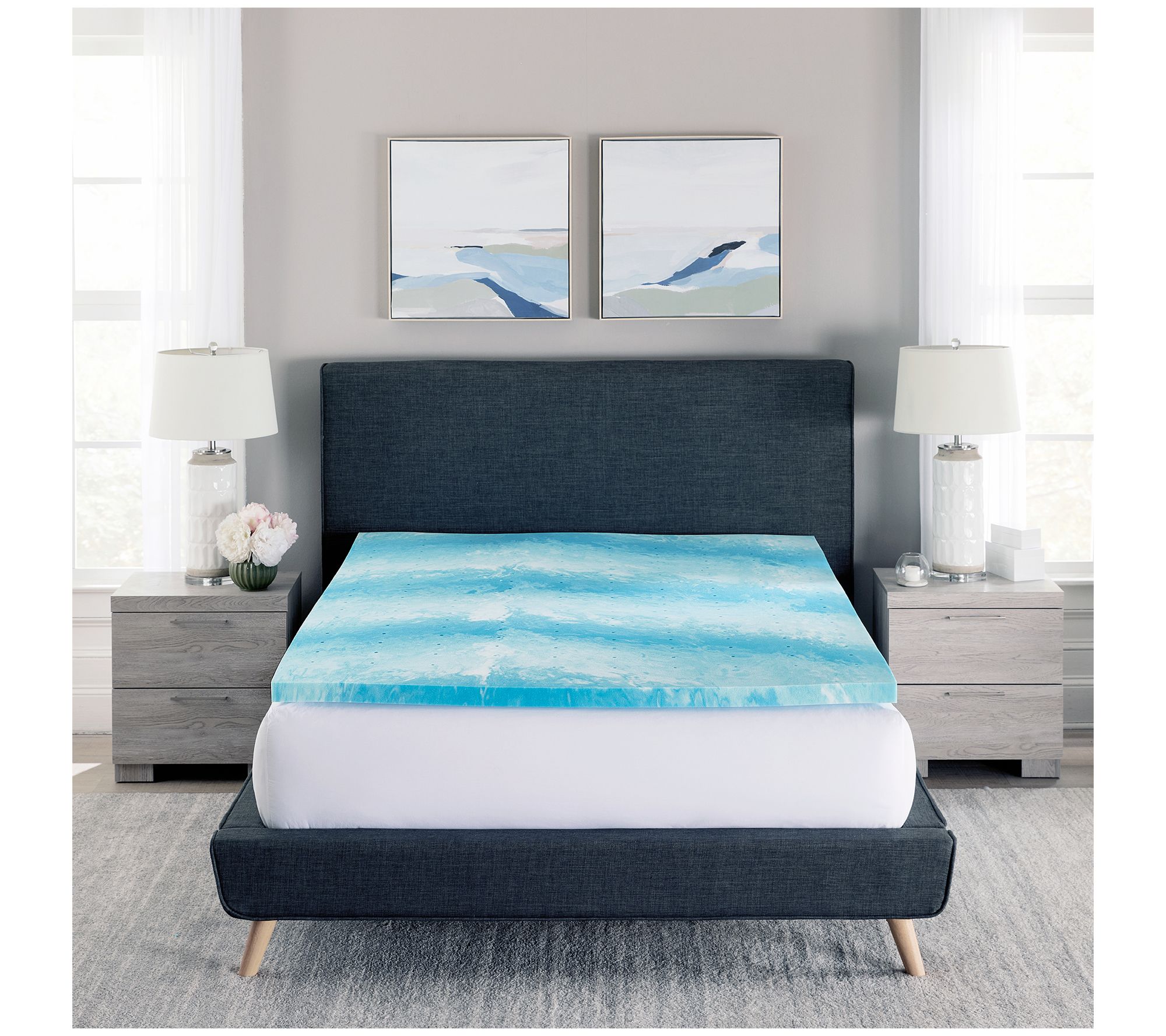 Bodipedic 2" Gel Swirl Memory Foam Mattress Topper, Queen
