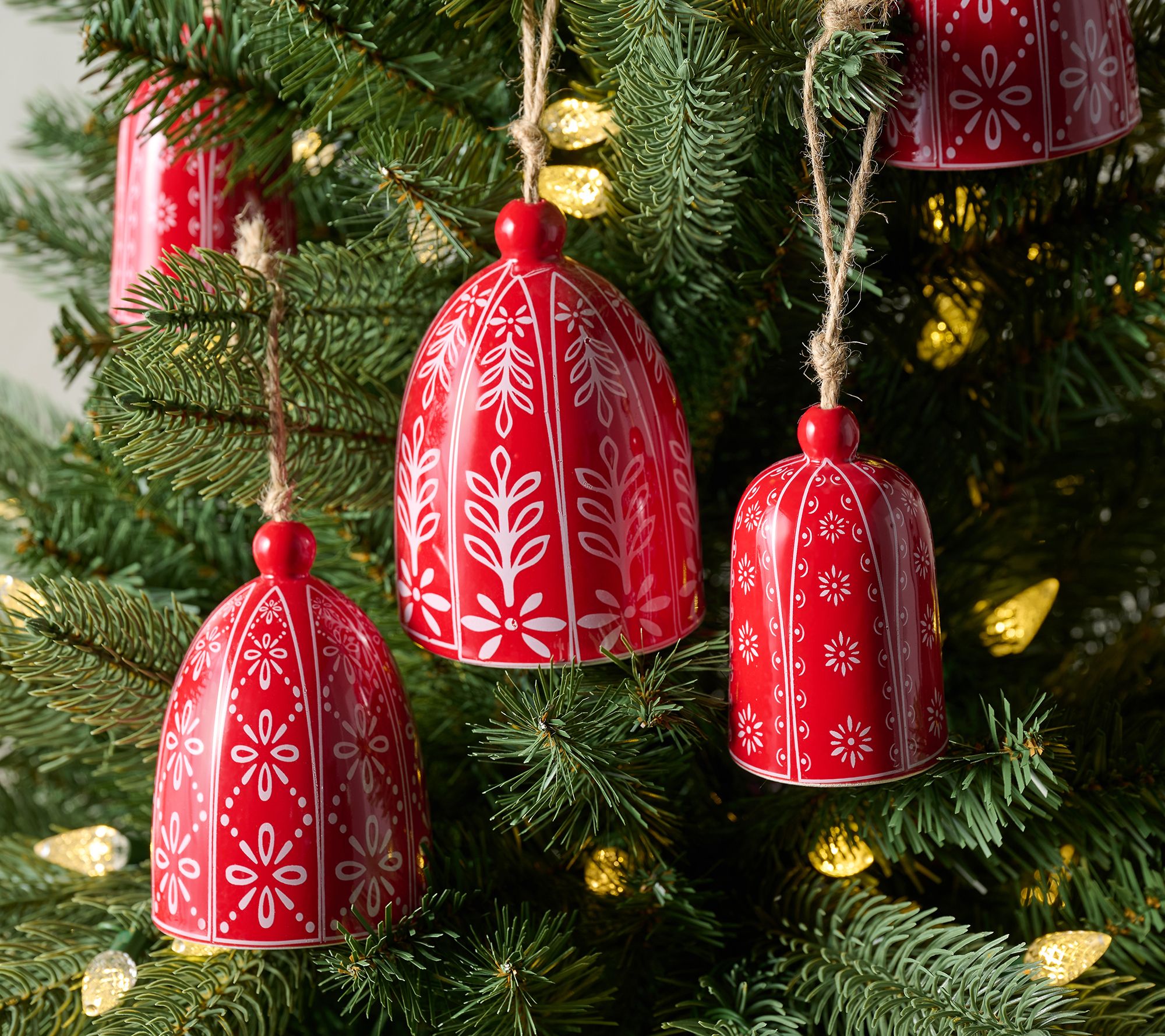 Home Reflections S/6 Festive Ceramic Bell Ornaments
