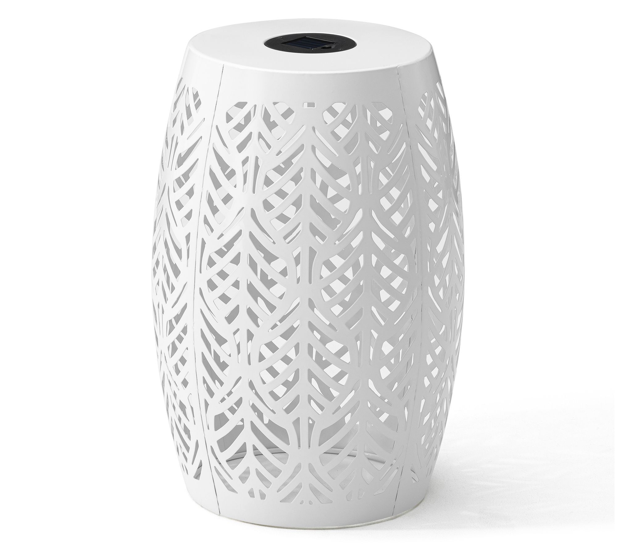 Glitzhome 18" Cutout Drum LED Solar Light Garden Stool / Table