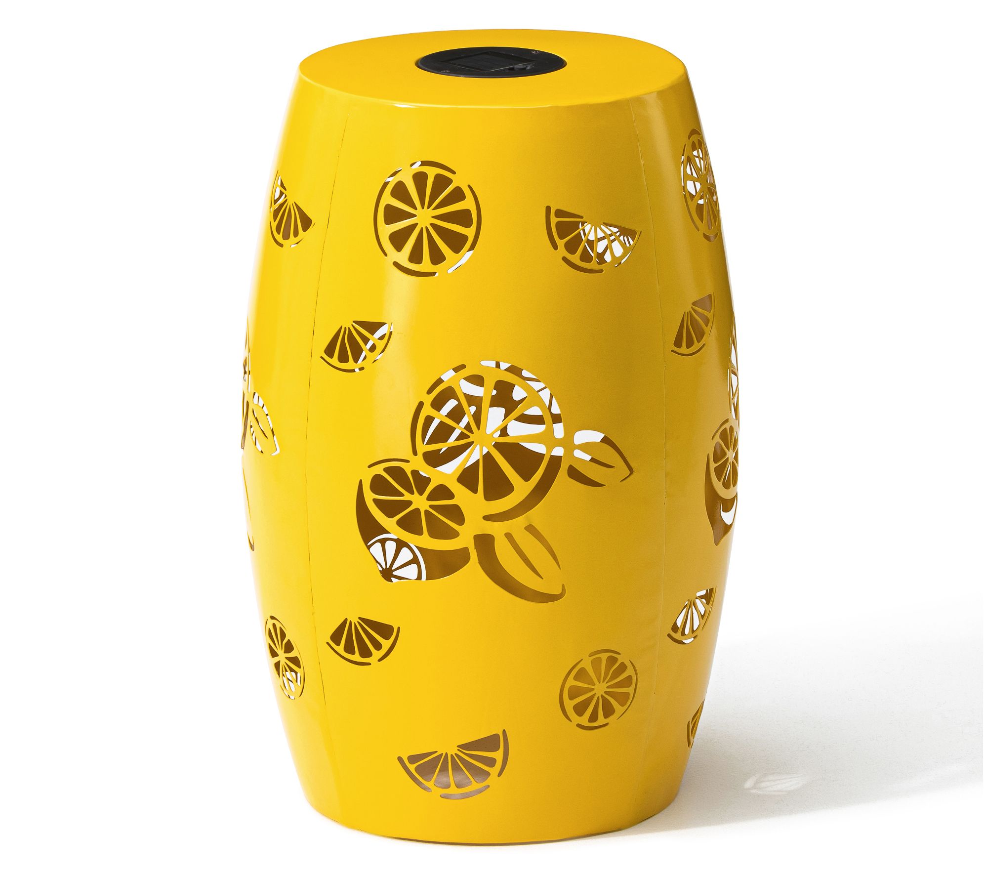 Glitzhome 18" Cutout Drum LED Solar Light Garden Stool / Table