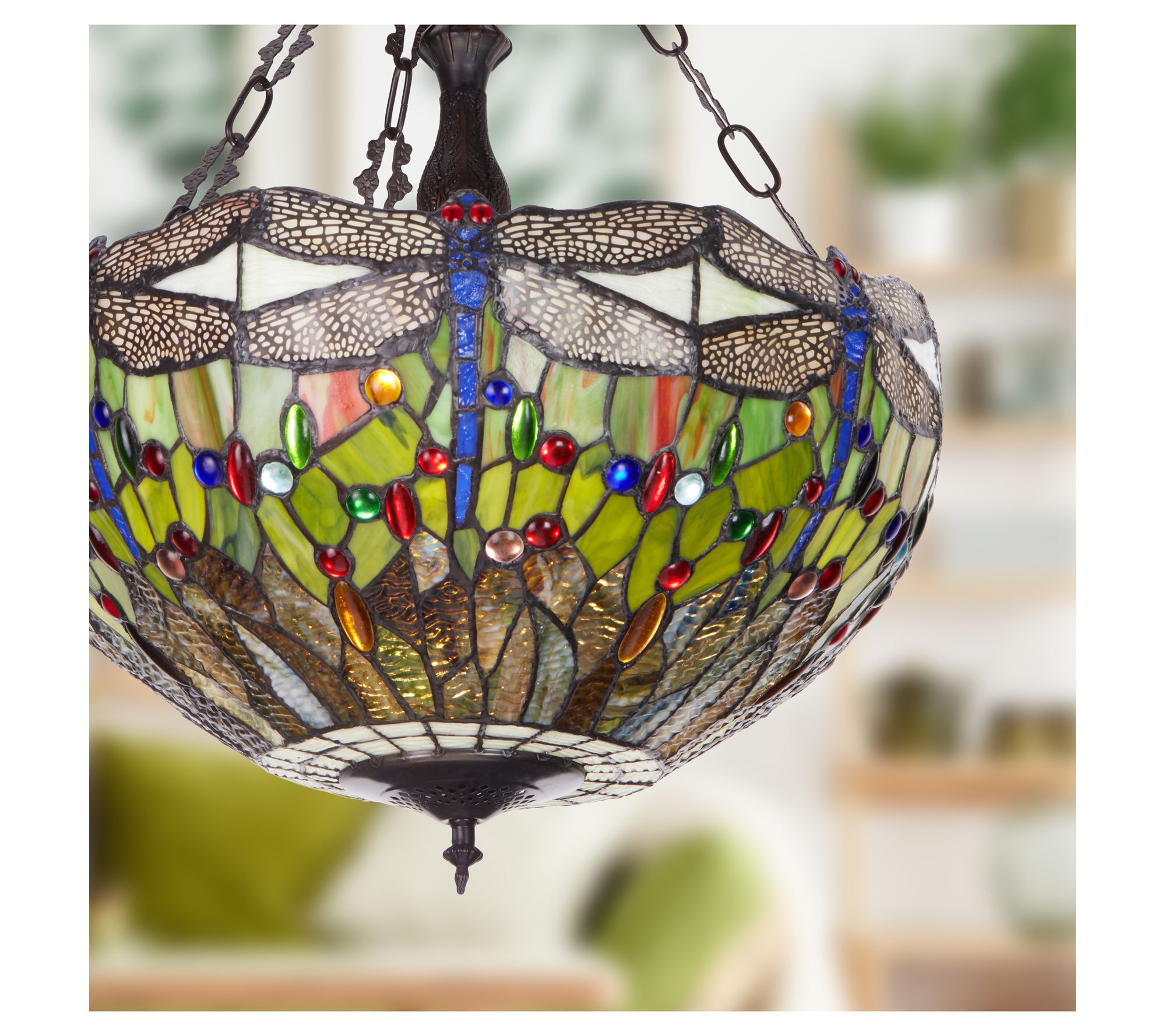 River of Goods 19.25"W Nancy Stained Glass BowlPendant