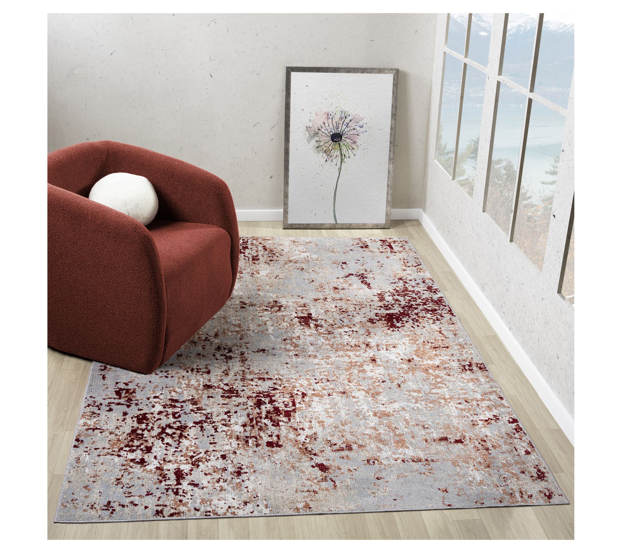 Ox Bay Abstract Distressed Polyester Indoor Rug, 2' x 3'