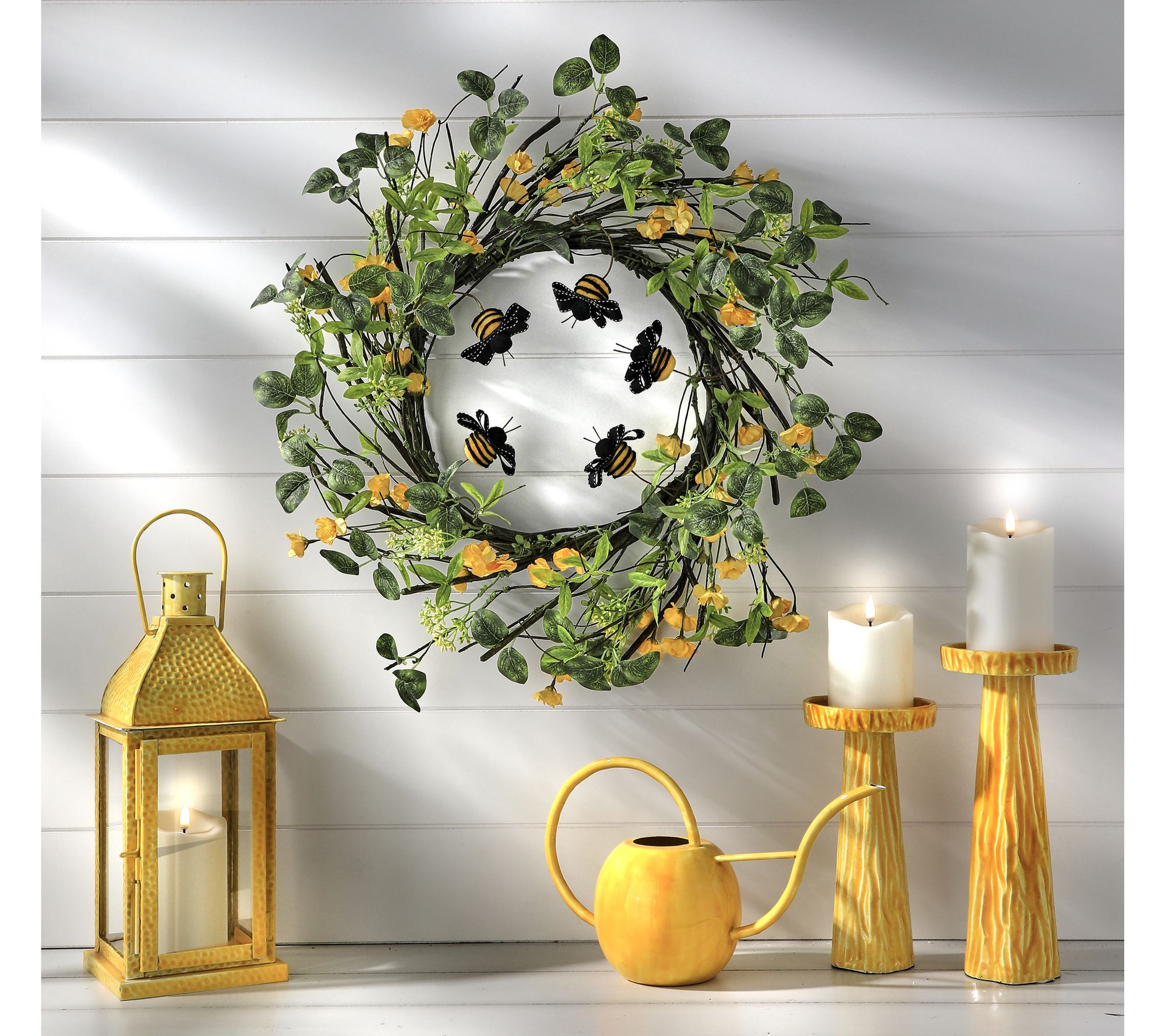 24" Spring Wildflower With Ribbon Bee Wreath byValerie