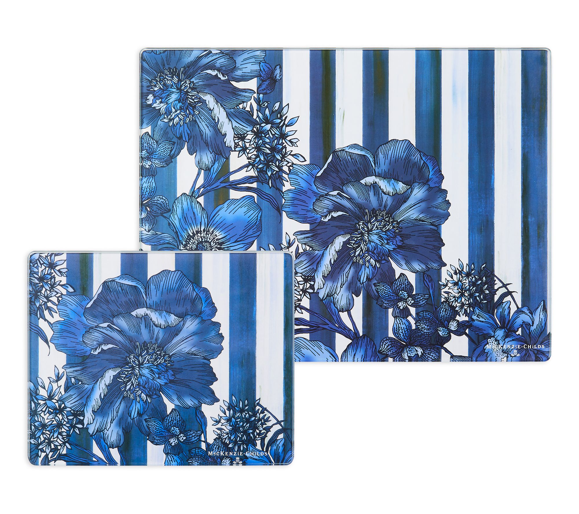 MacKenzie-Childs S/2 Royal English Garden Glass Cutting Boards
