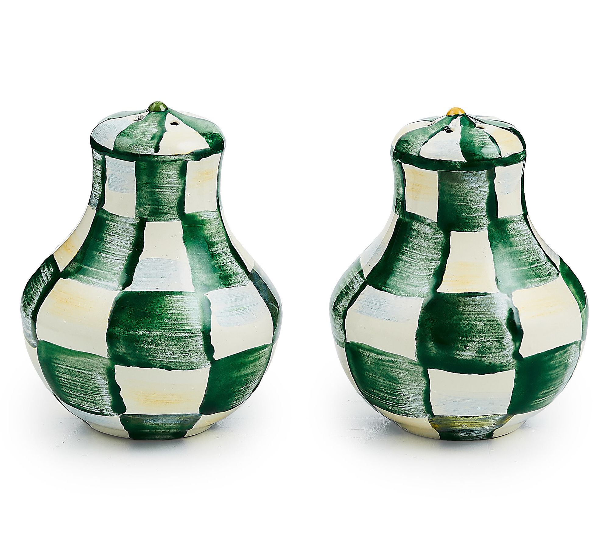 MacKenzie-Childs Emerald Check Salt & Pepper Shakers