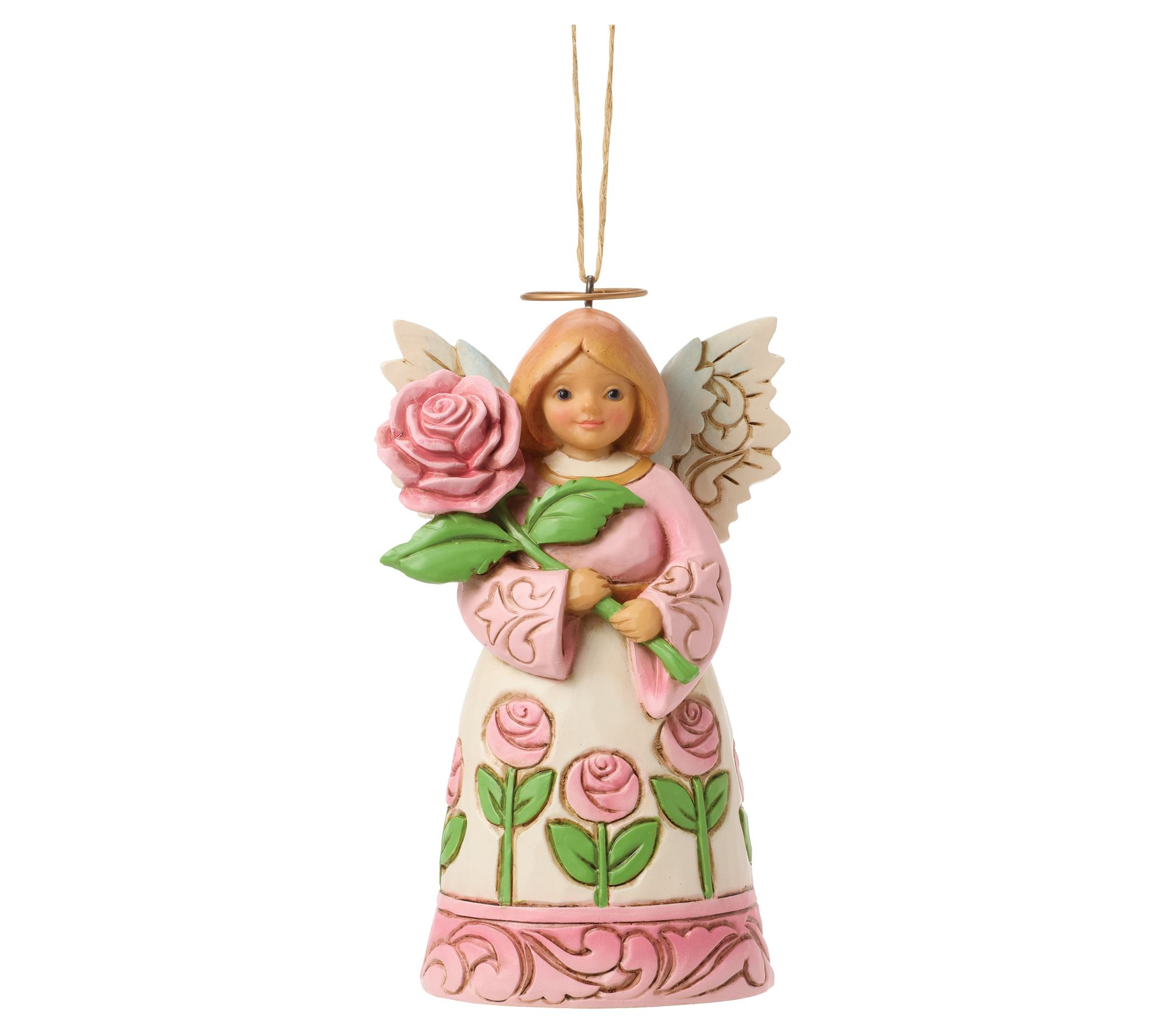 Jim Shore Heartwood Creek Angel With Roses Ornament 4.5in H