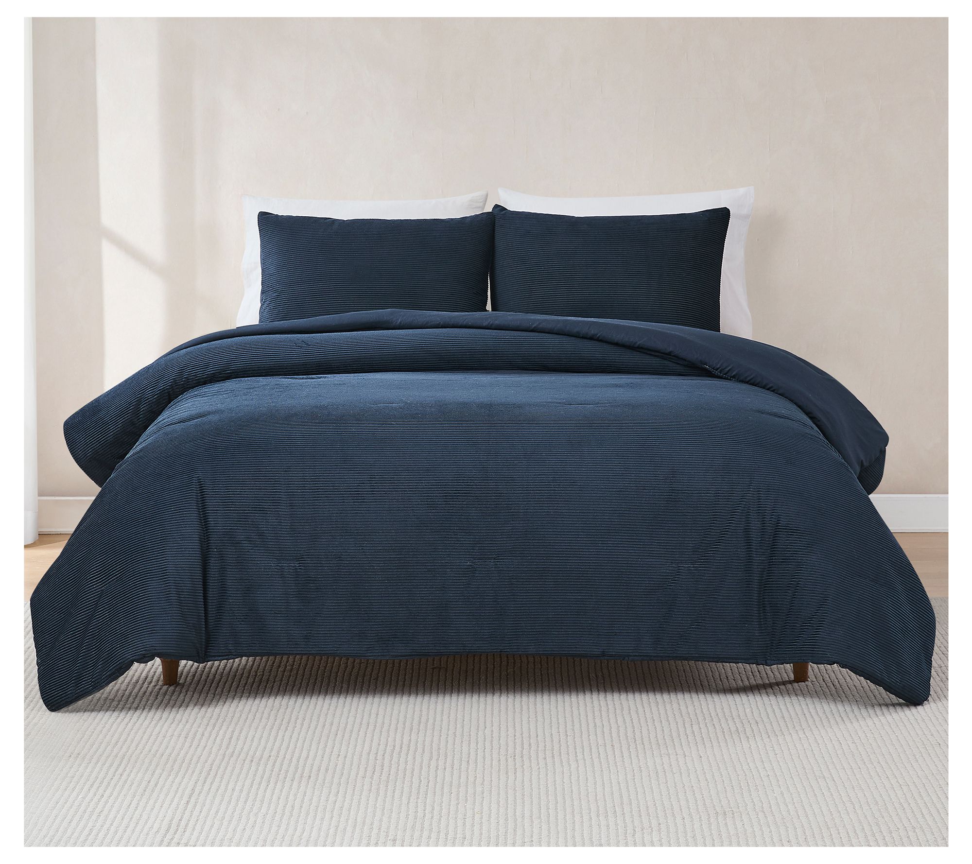 Lush Decor Arde n Ribbed Cordur oy Comforter 3P c Set King/Cal