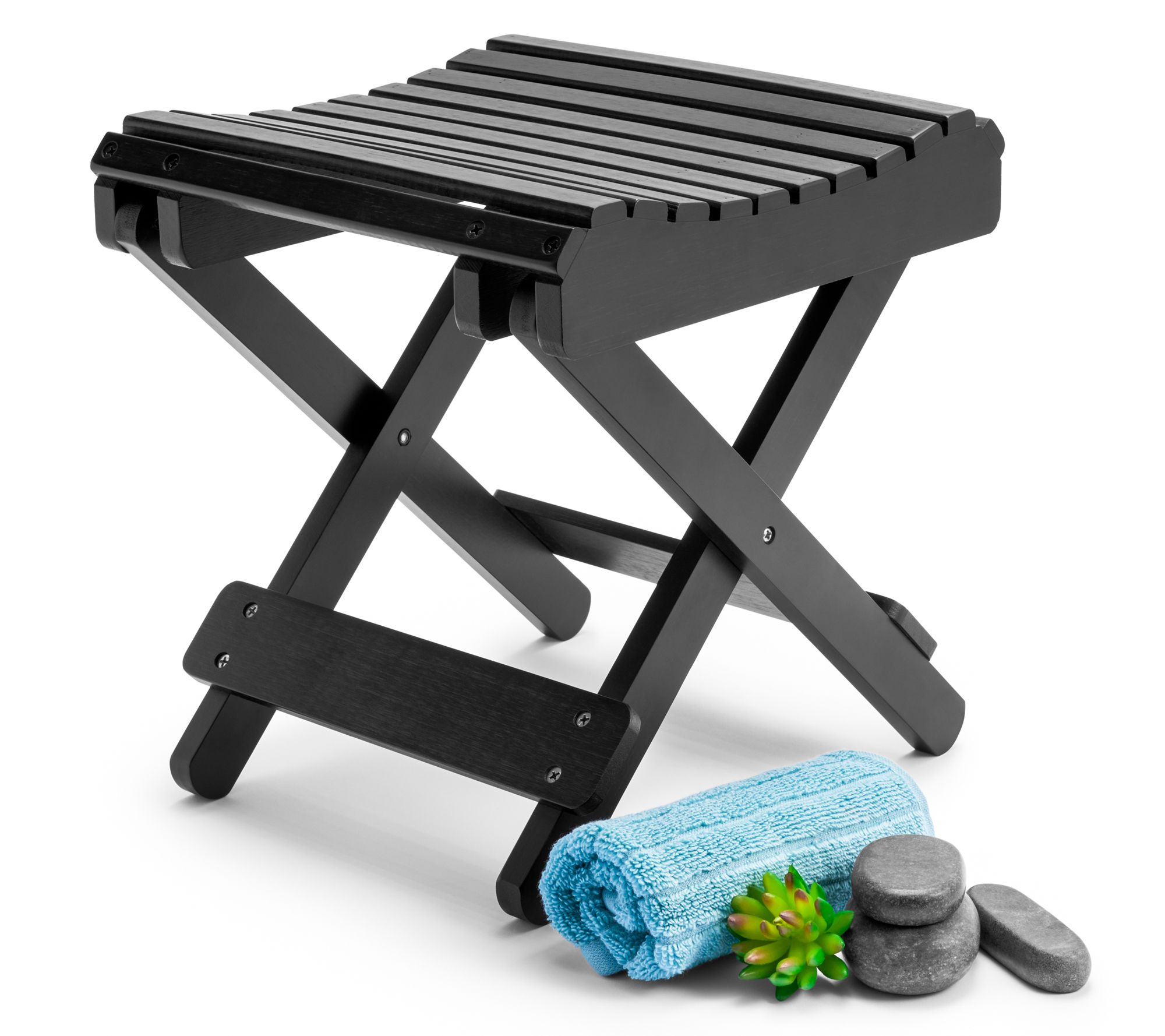 Sorbus Bamboo Folding Step Stool Bench, Shower and Bath Chair