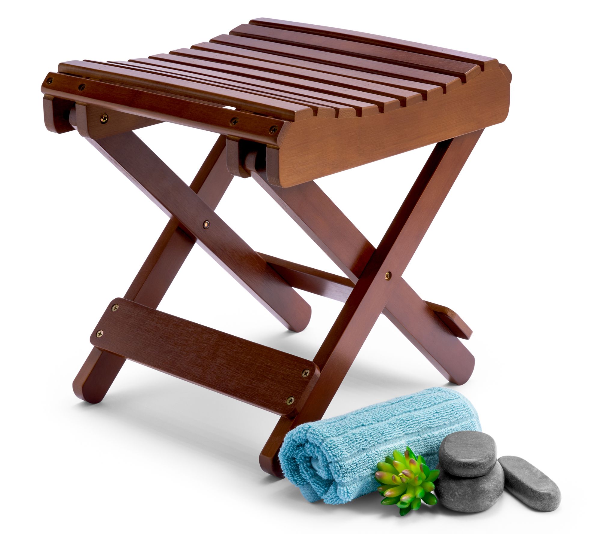 Sorbus Bamboo Folding Step Stool Bench, Shower and Bath Chair