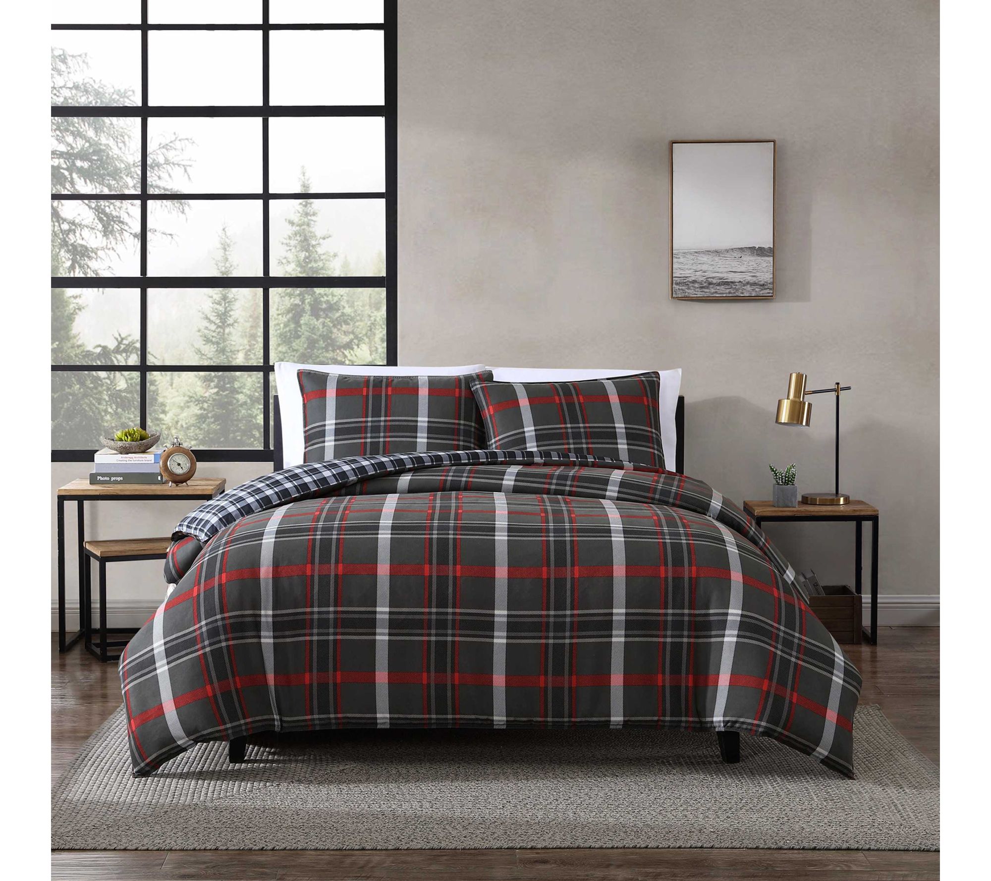 Eddie Bauer Willow Plaid Reversible Twin DuvetCover Set