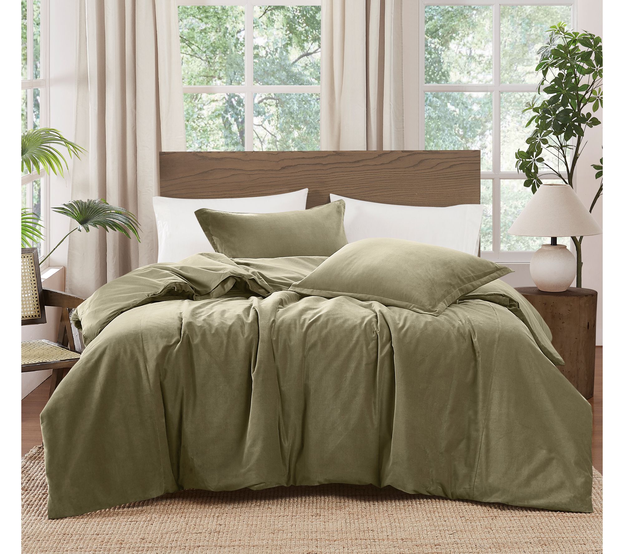 Brooklyn Loom Matte Cotton Velvet 3-Piece KingDuvet Set