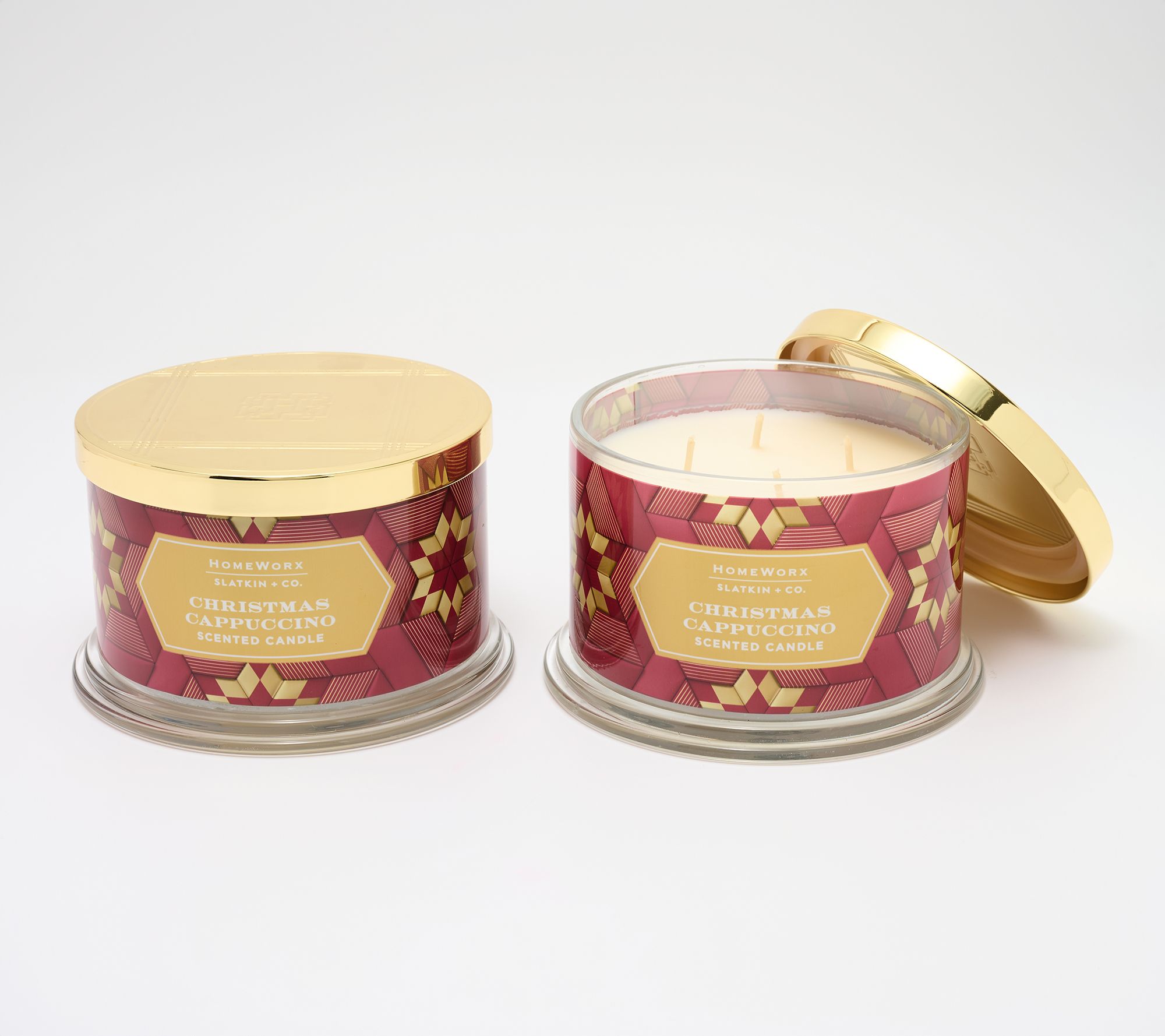 HomeWorx by Slatkin + Co. S/2 18oz Candle Christmas Cappuccino