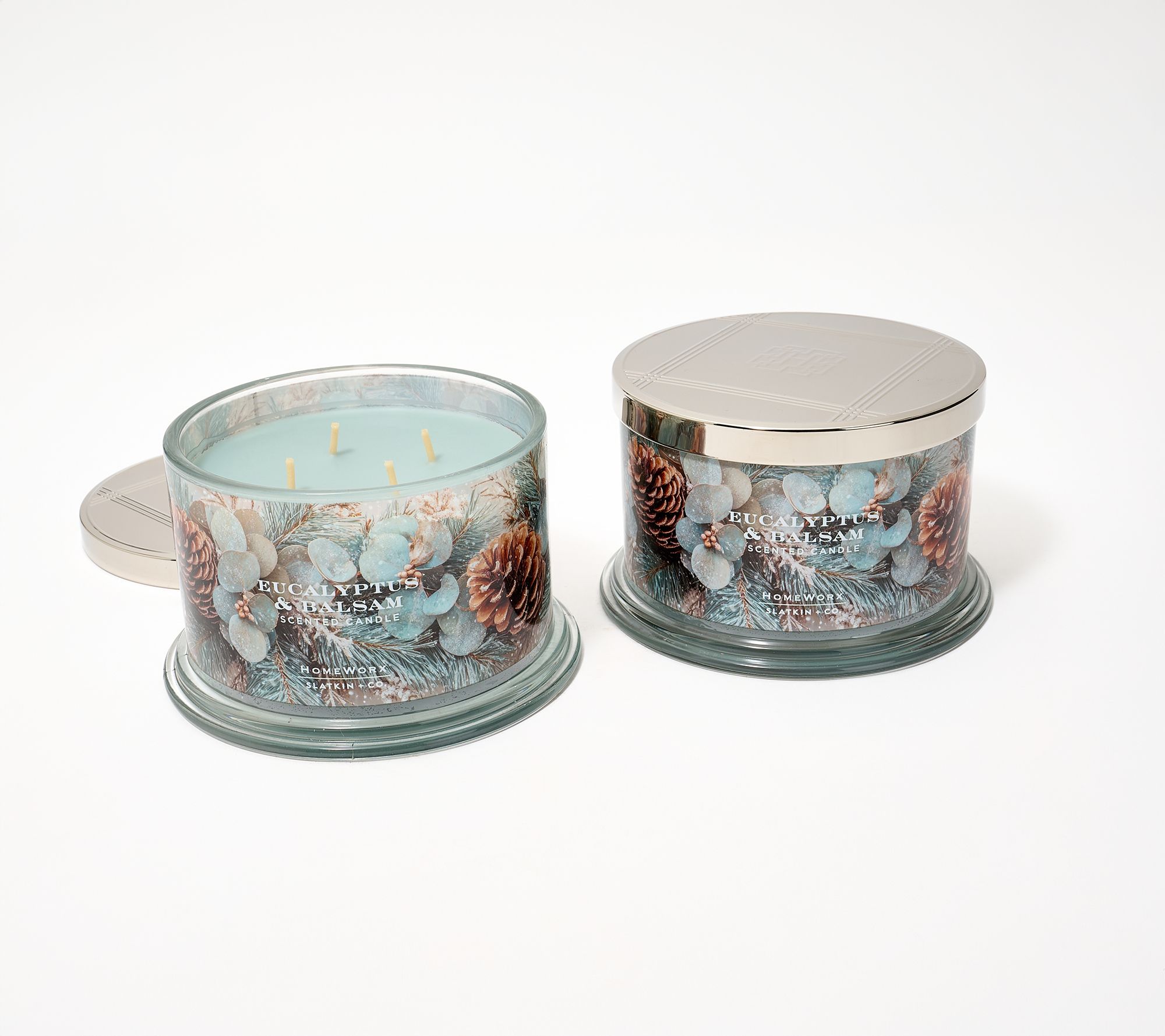 HomeWorx by Slatkin + Co. S/2 18oz Eucalyptus & Balsam Candles