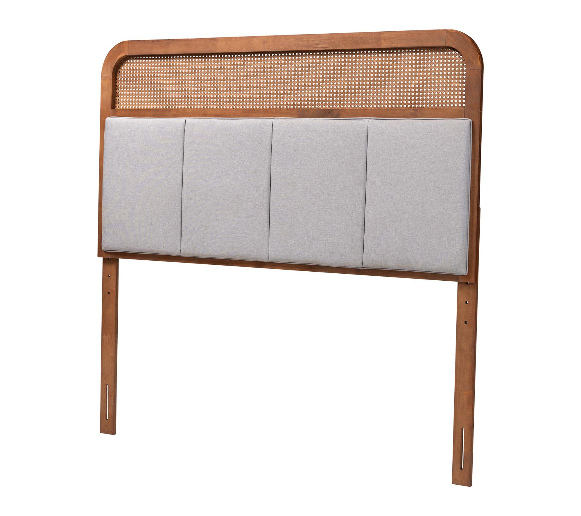 Baxton Studio Esti Grey Ash Walnut Rattan KingWood Headboard