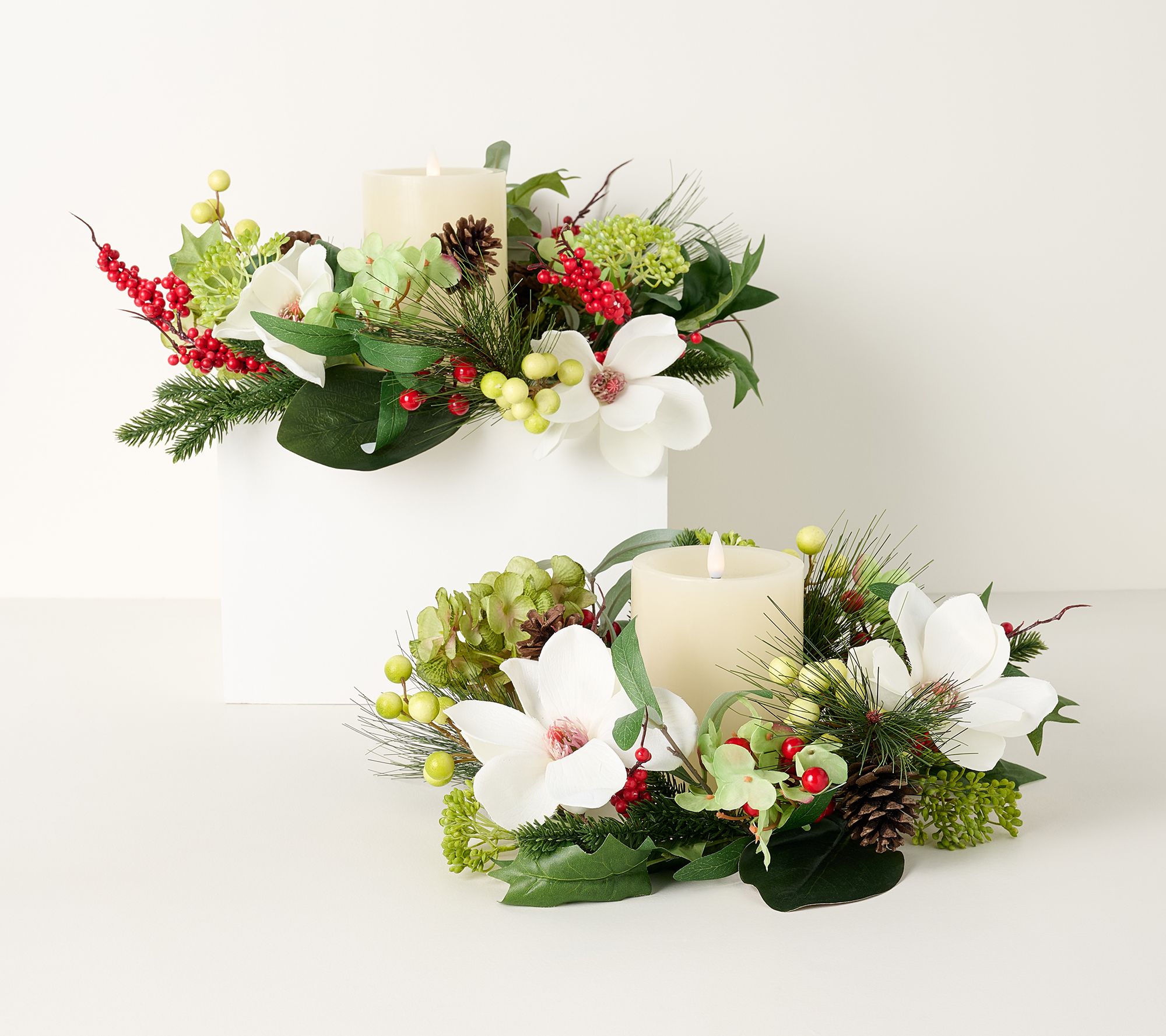 S/2 16" Magnolia, Hydrangea and Berry Wreaths by Valerie