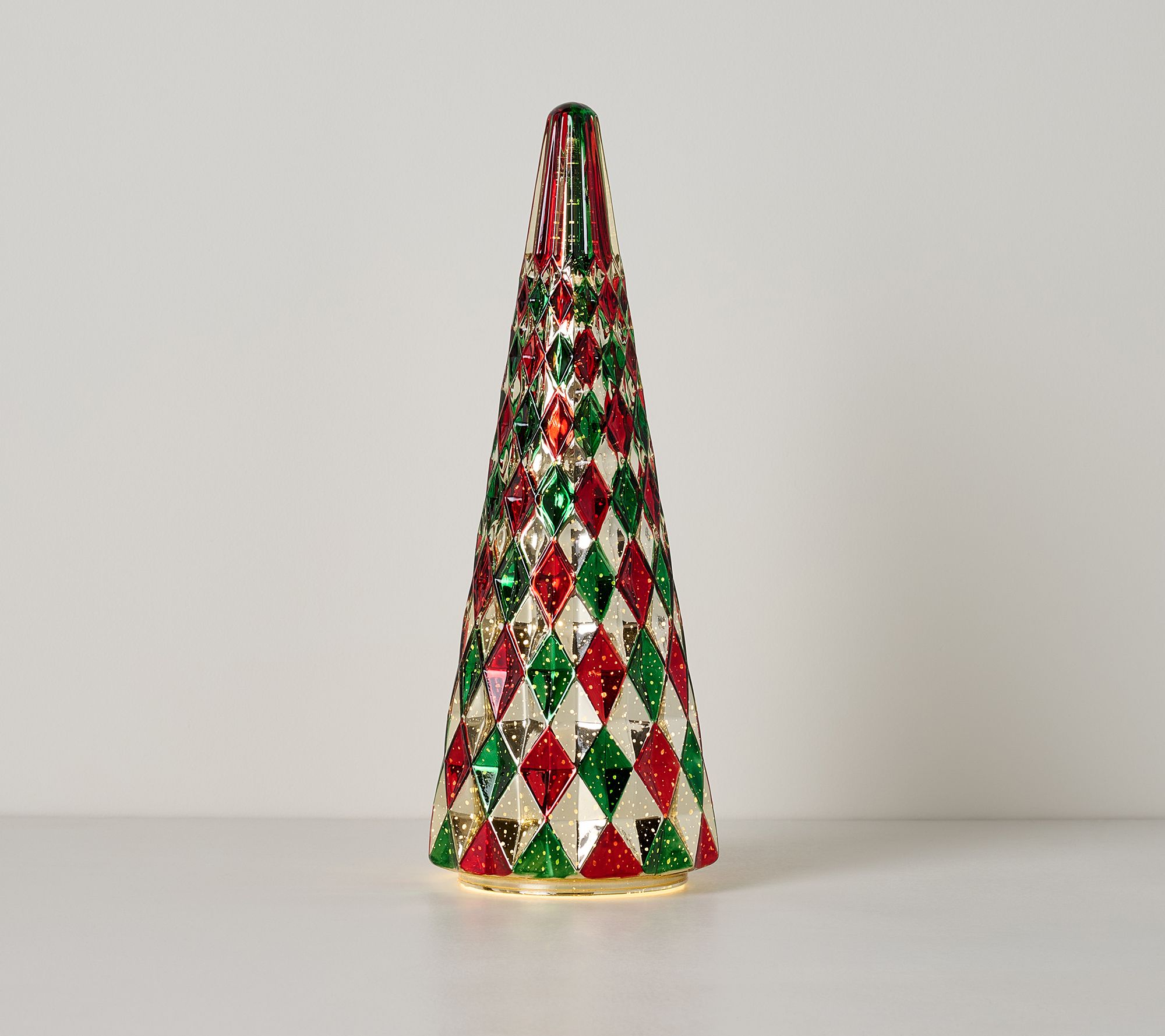  12.5" Illuminated Harlequin Glass Tree by Valerie