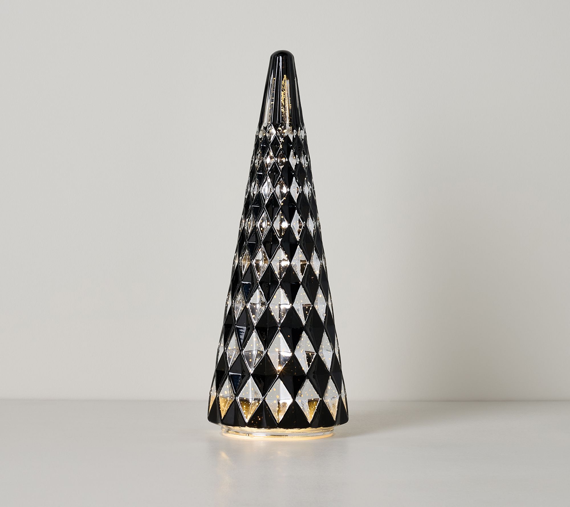 12.5" Illuminated Harlequin Glass Tree by Valerie