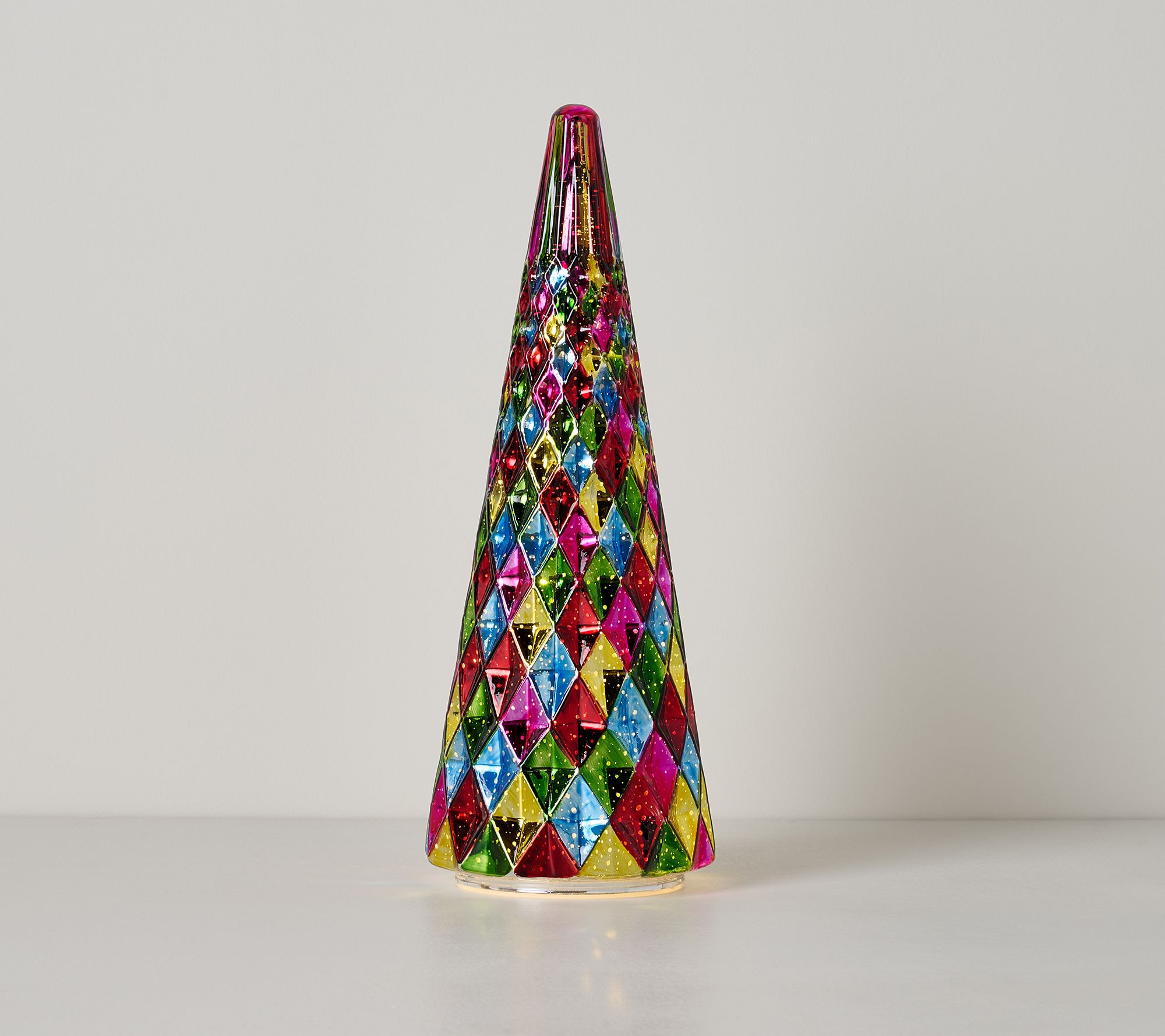 12.5" Illuminated Harlequin Glass Tree by Valerie