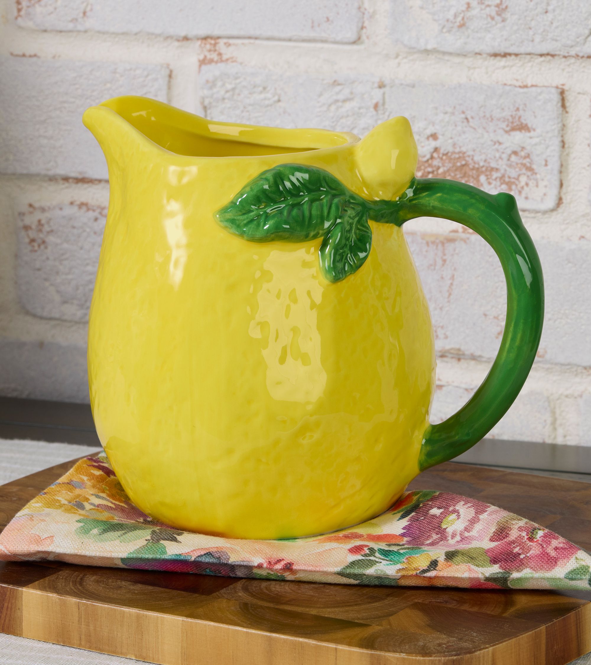 "As Is" Ceramic Lemon Fruit Pitcher by Valerie