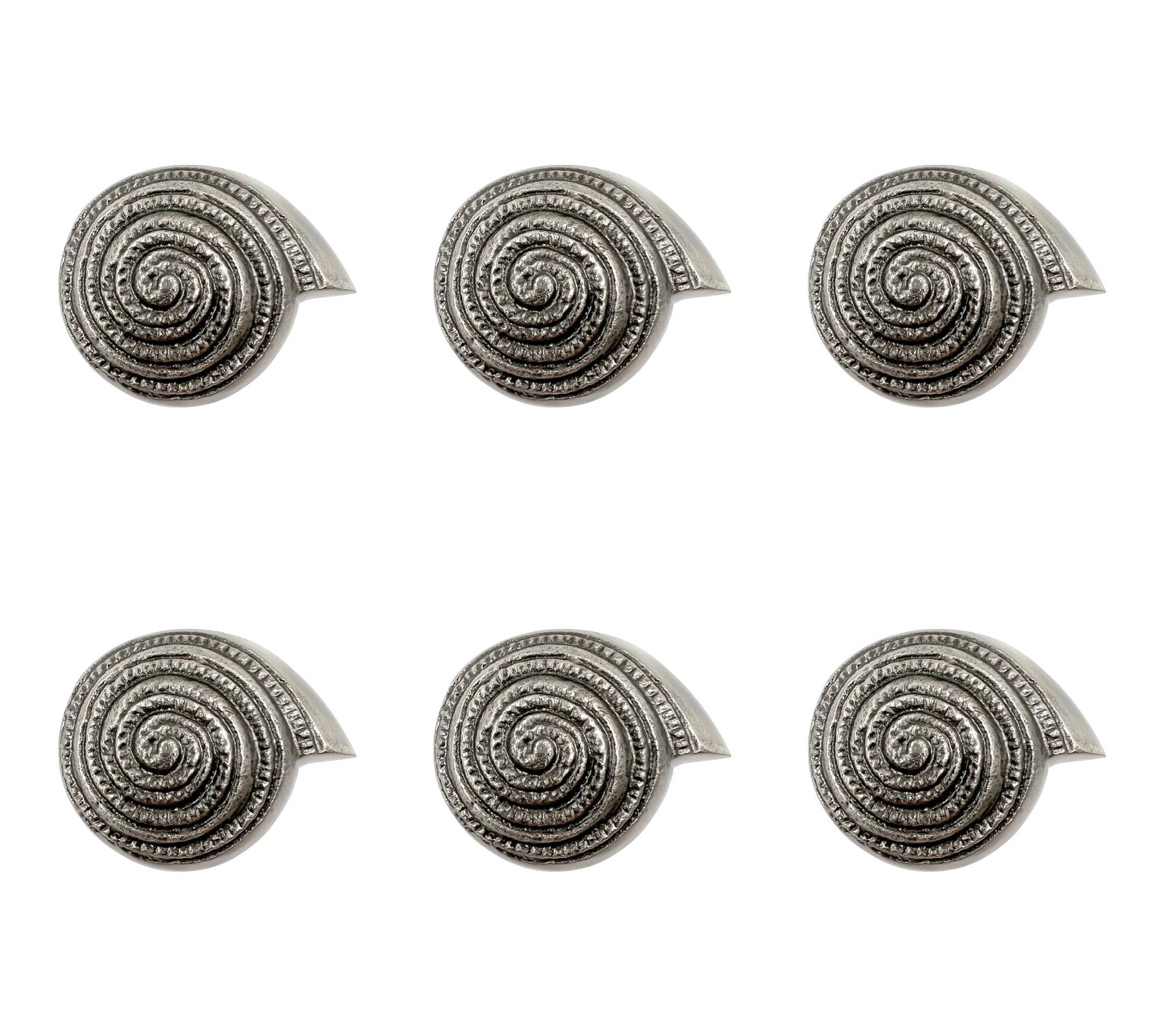 HomeRoots Set of 6 Silver Seashell Cast Aluminum Knobs