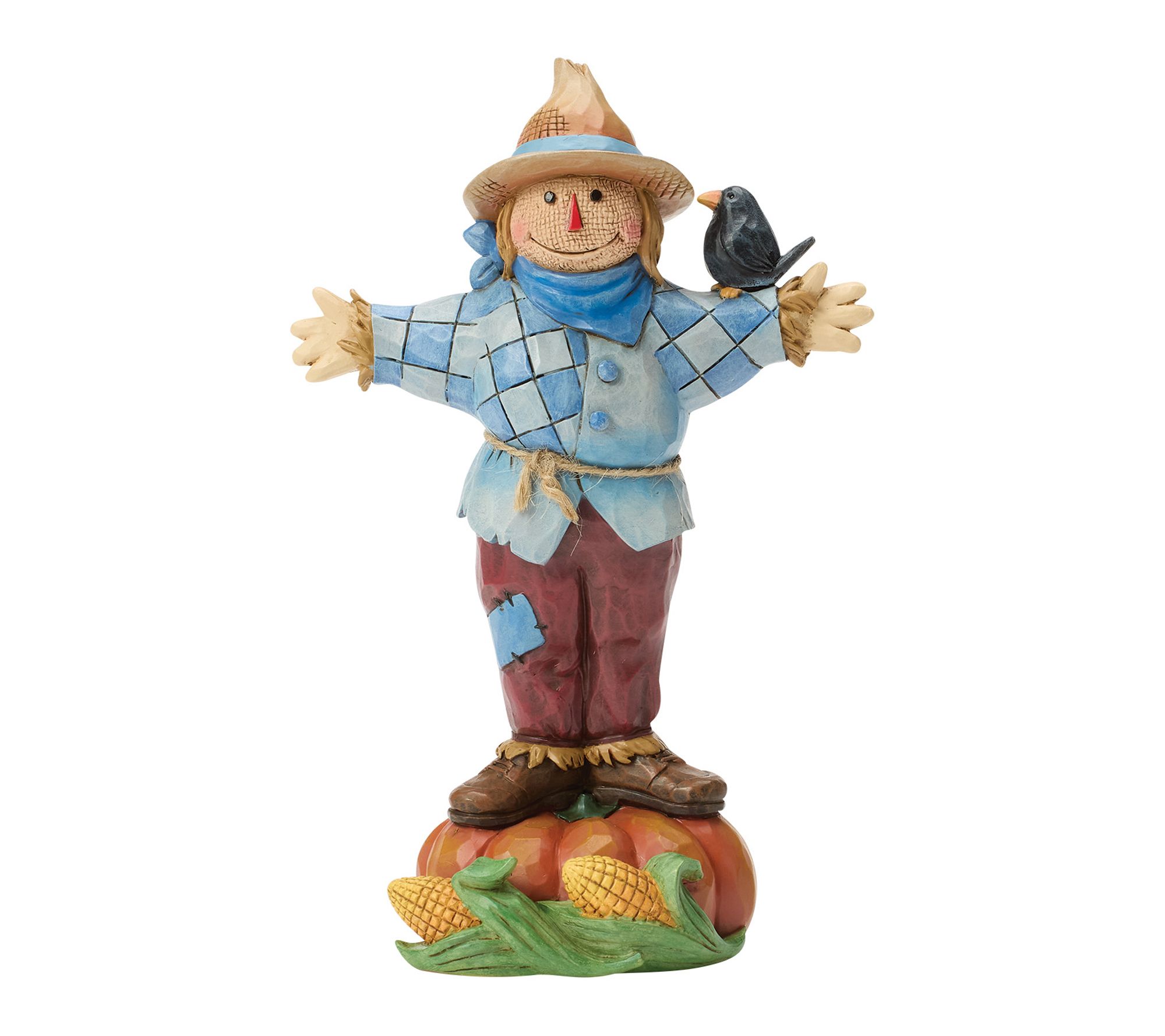 Jim Shore Heartwood Creek Scarecrow Standing on Pumpkin Fig