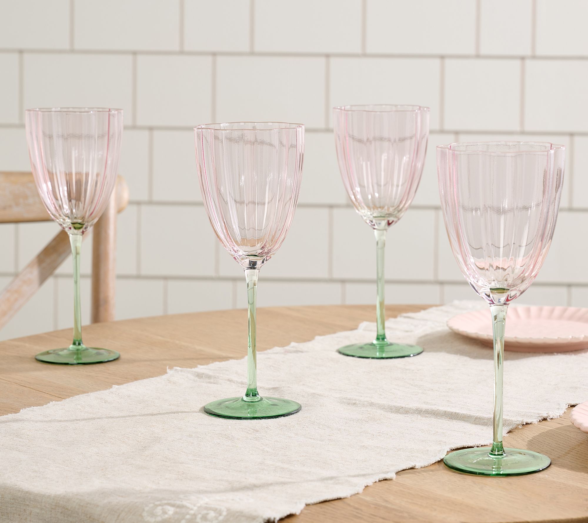 "As Is" Ode to Color by Lori Weitzner S/4 Petal Wine Glasses