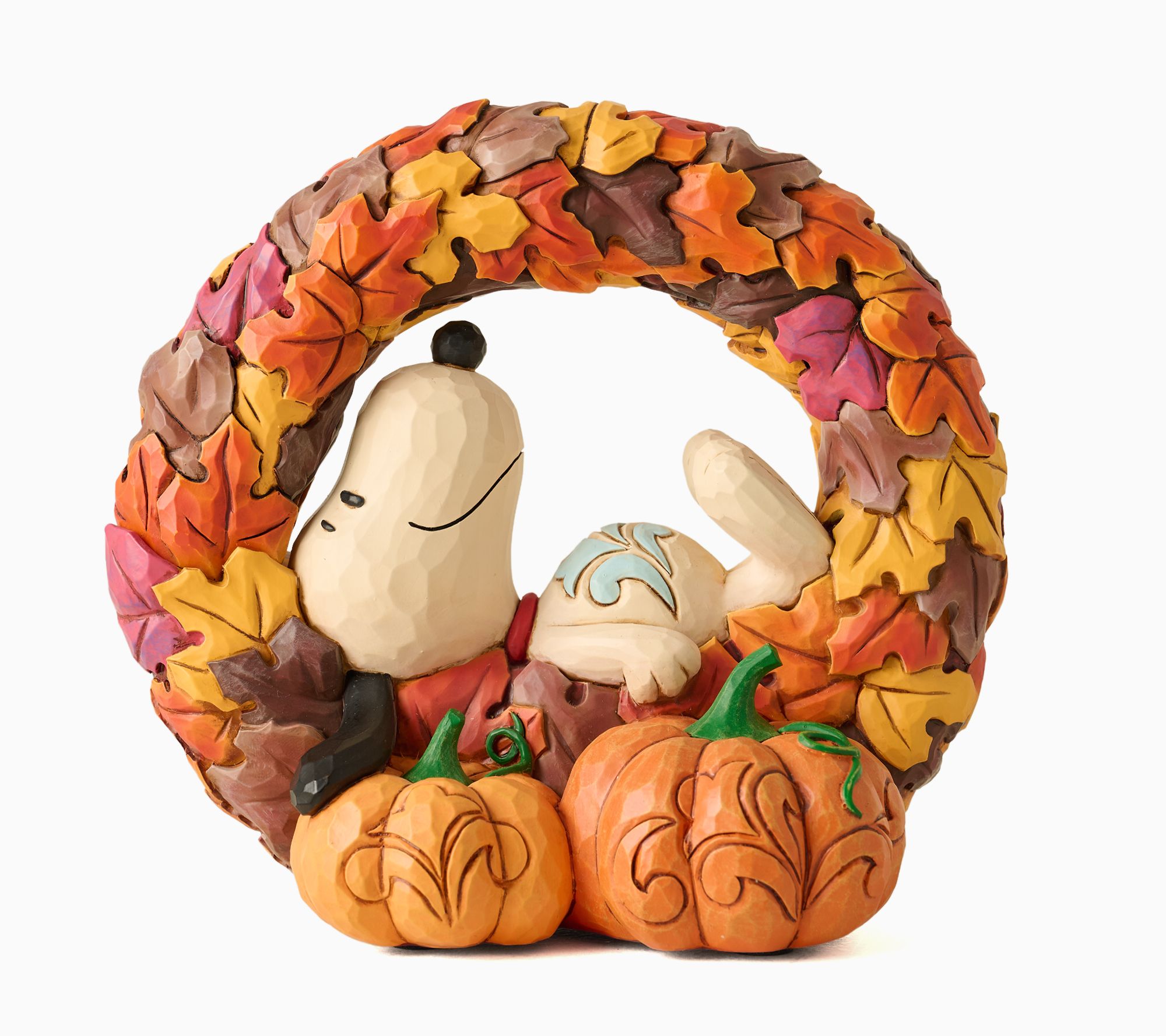 Jim Shore Peanuts 6" Snoopy on Fall Wreath Figurine