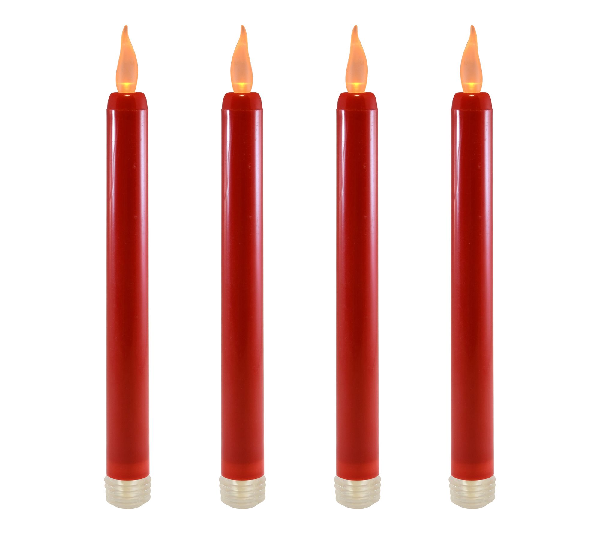 LumaBase Battery-Operated Taper Candles, Red- Set of 4