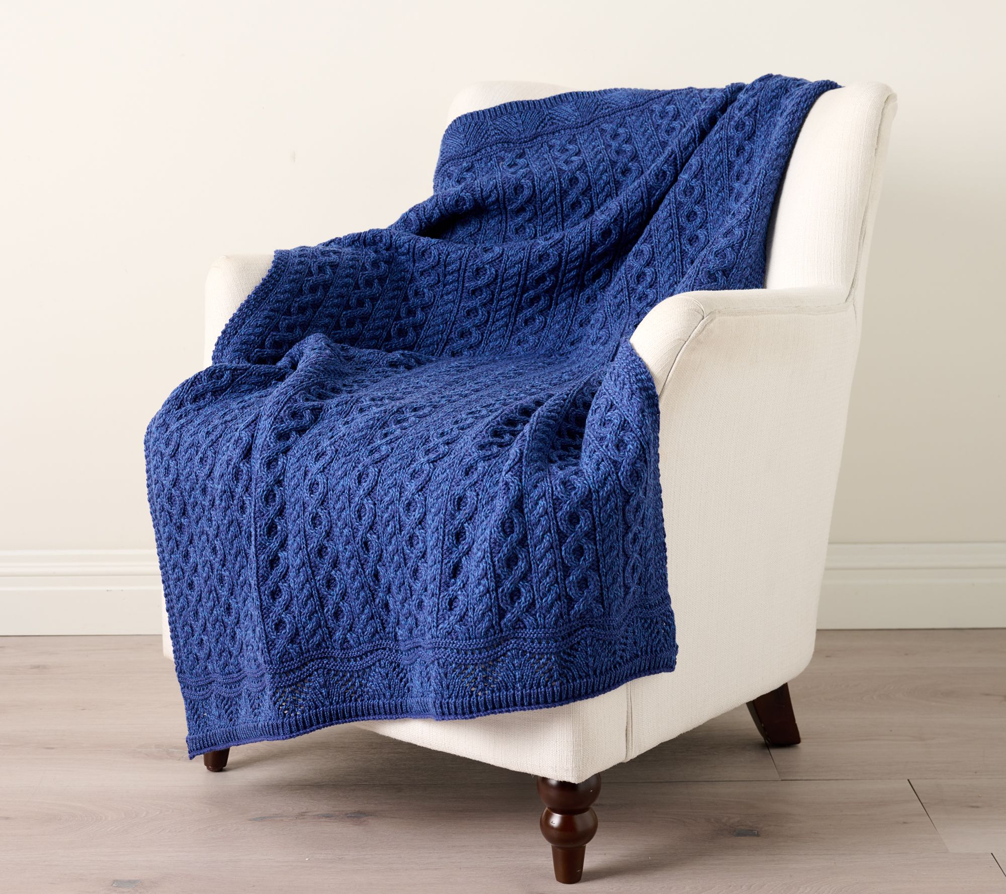  Aran Crafts Merino Wool 35" X 55" Plated Blanket