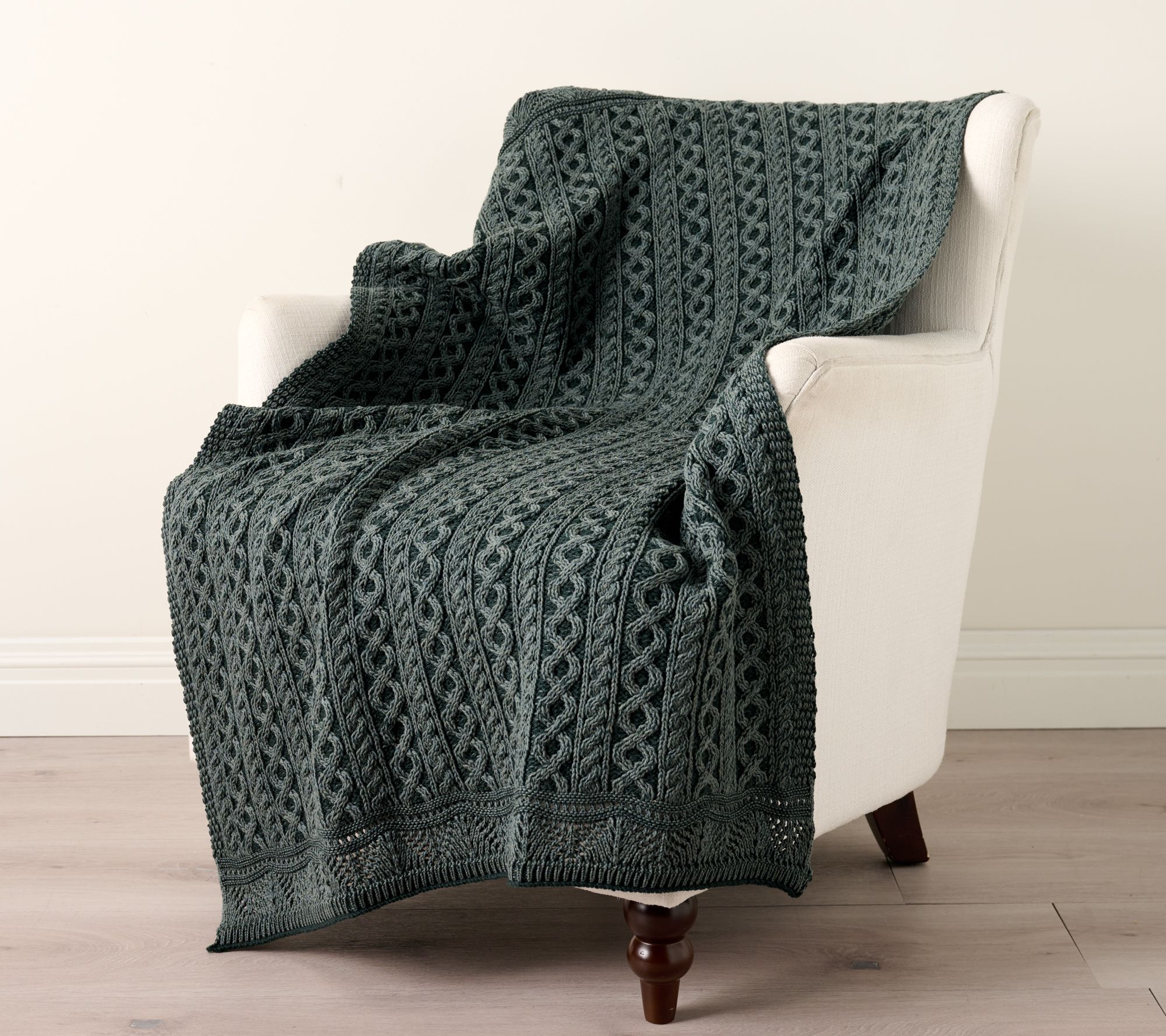 Aran Crafts Merino Wool 35" X 55" Plated Blanket