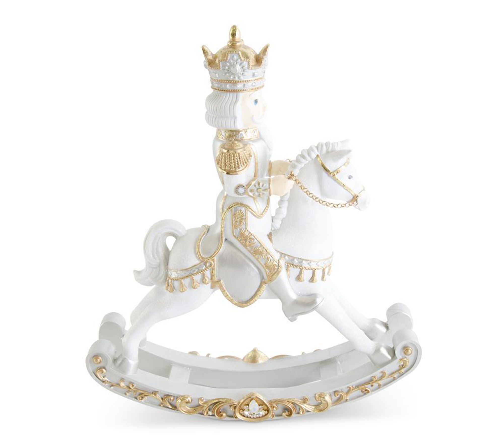 RC Home Decor -20" Glittered Nutcracker on Rocking Horse