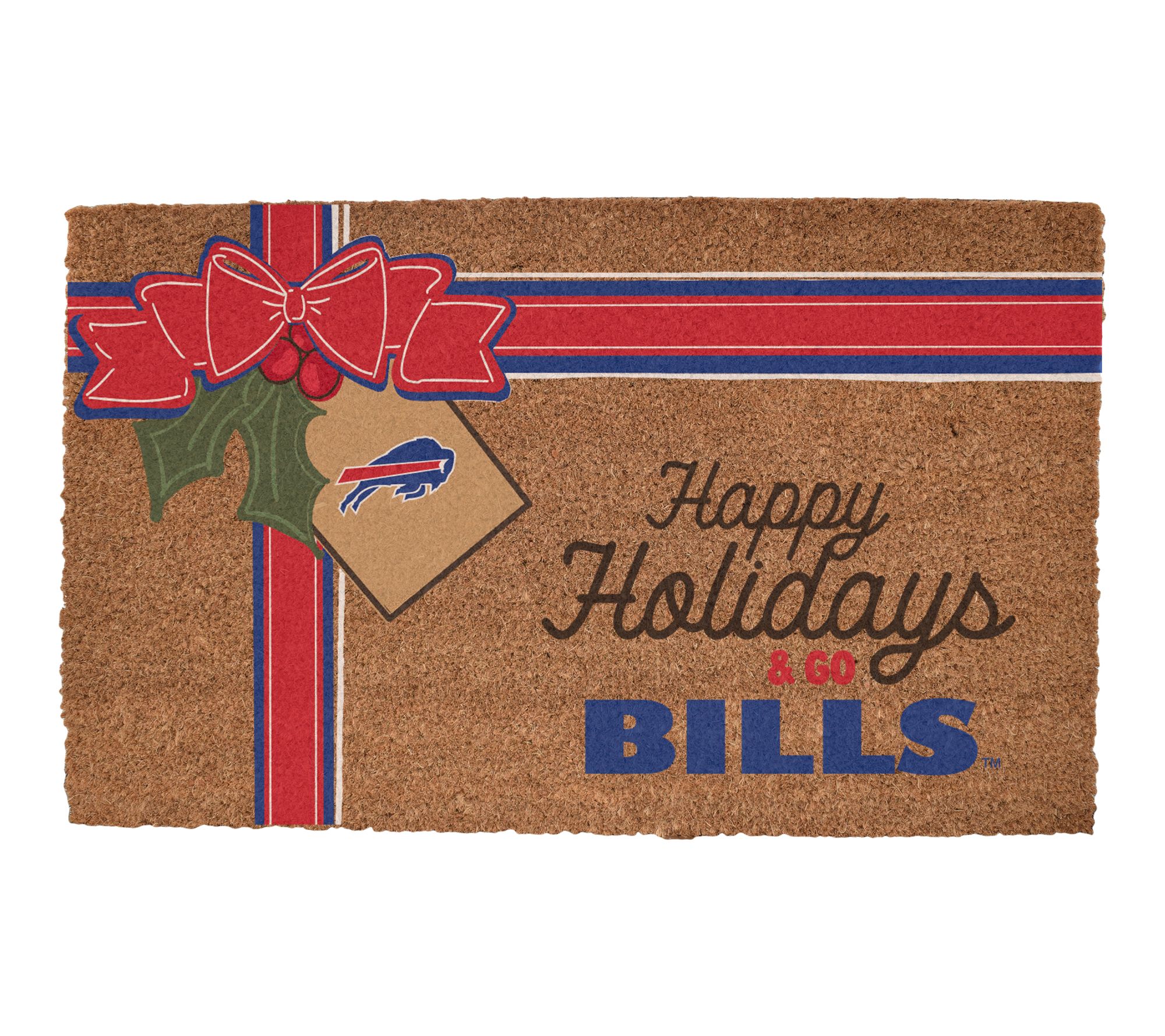 Memory  Company NFL Coir Fiber Holiday Bow Door Mat