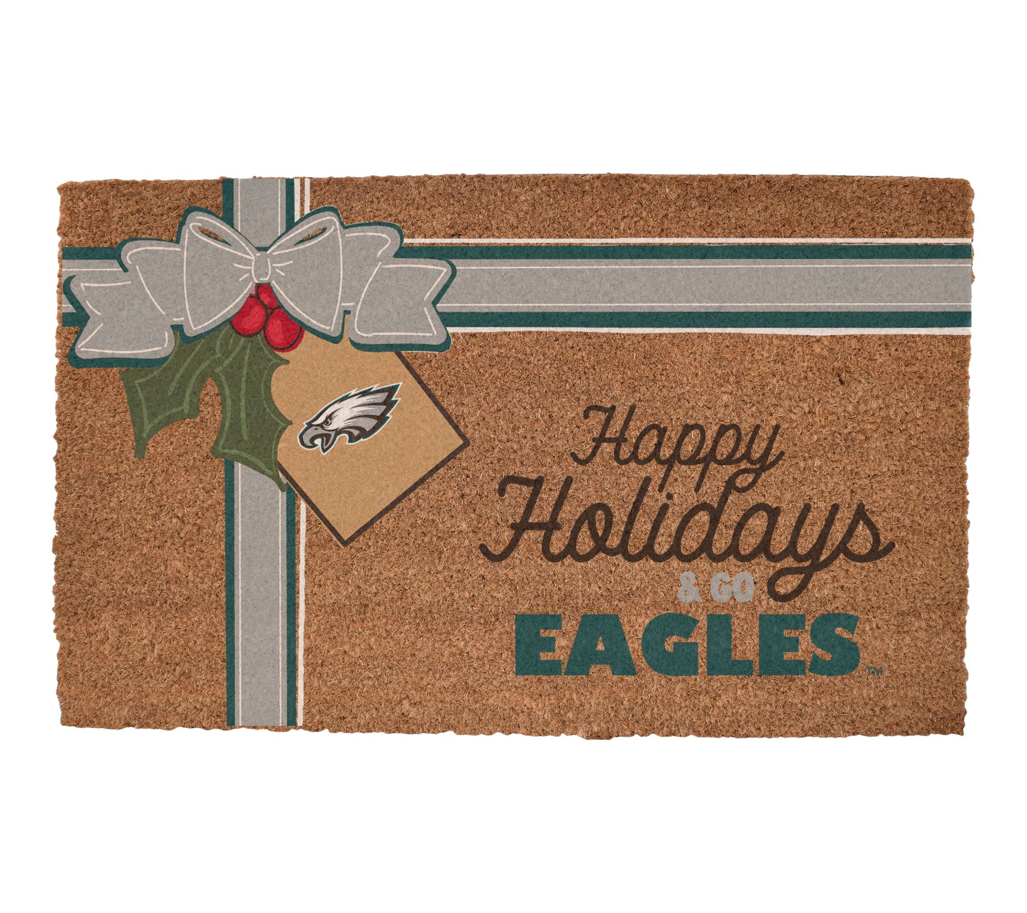 Memory  Company NFL Coir Fiber Holiday Bow Door Mat