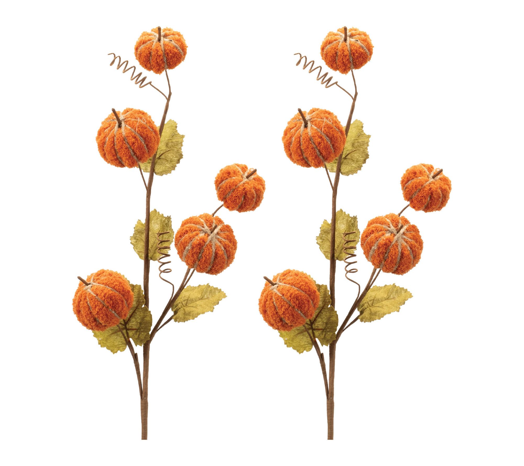 Melrose Plush Fall Pumpkin Spray (Set of 2)