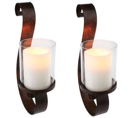 HomeReflections Set of 2 Wall Sconces w/Flameless Candles w/Timer ...